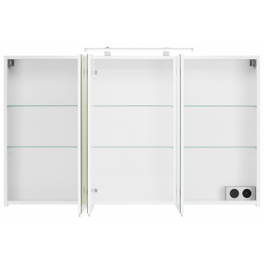 Schildmeyer Spiegelschrank »Dorina«, Breite 120 cm, 3-türig, LED-Beleuchtung, Schalter-/Steckdosenbox