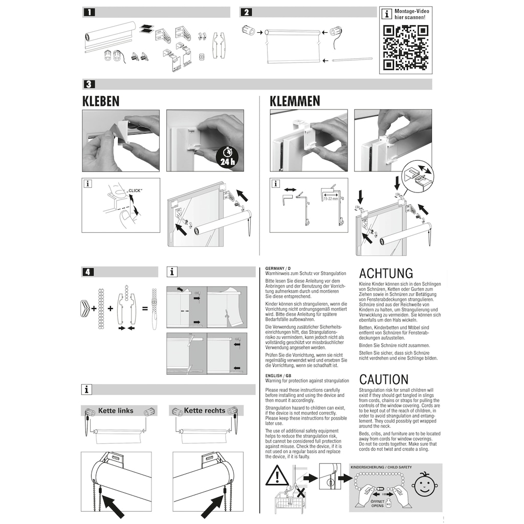 GARDINIA Seitenzugrollo »EASYFIX Rollo Uni«, Lichtschutz, ohne Bohren, freihängend