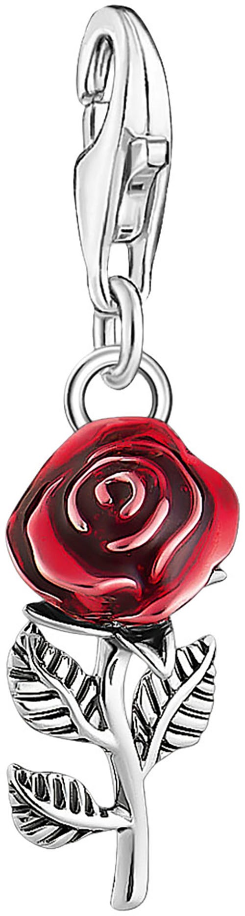 THOMAS SABO Charm-Einhänger »Rose« silberfarben-rot Charm-Anhänger Rose
