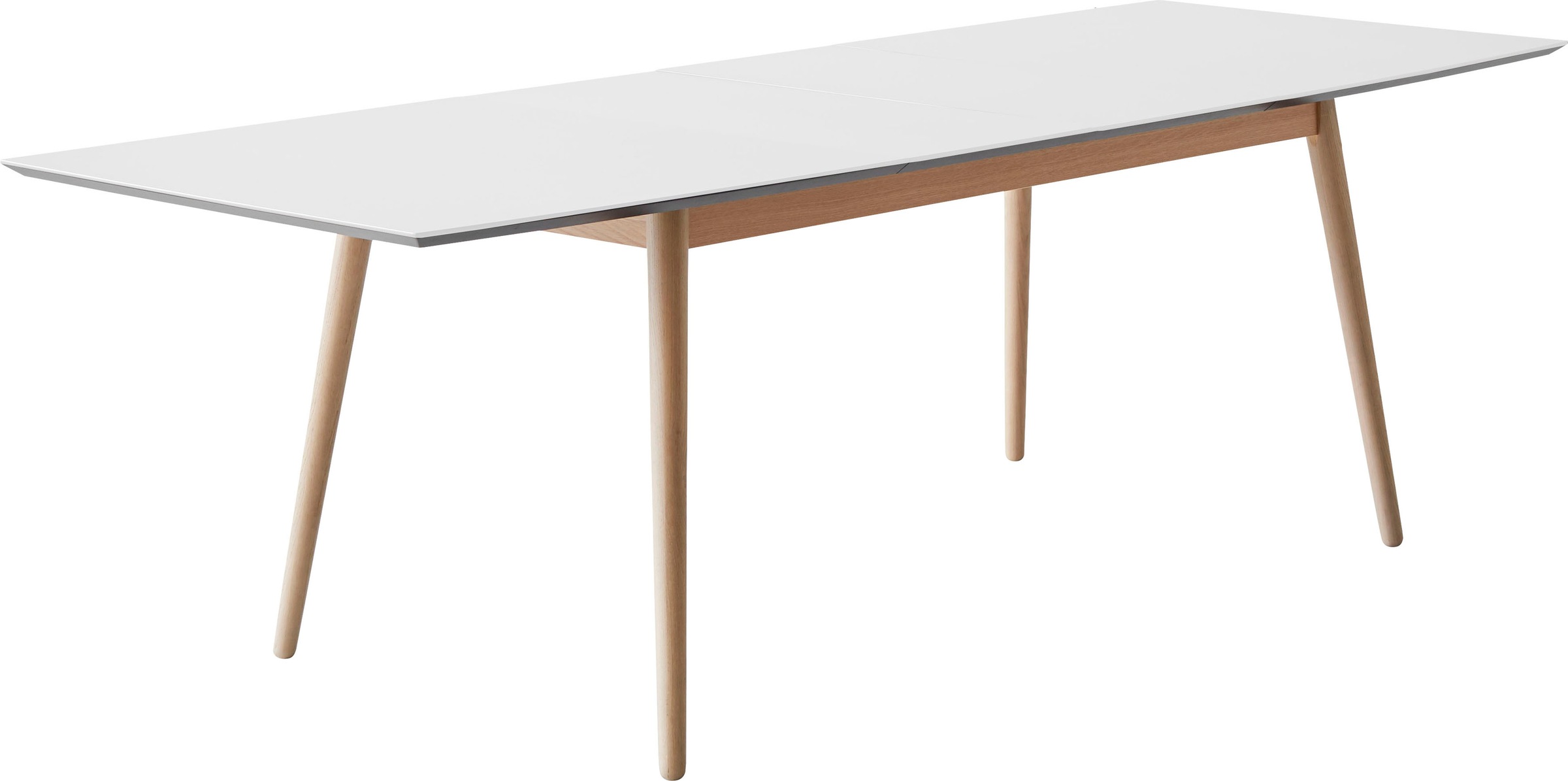 Hammel Furniture Esstisch »Meza Designtisch mit Auszugsfunktion und 2 Einlegeplatten«, bootsförmige Tischplatte MDF, Eiche Massivholzgestell