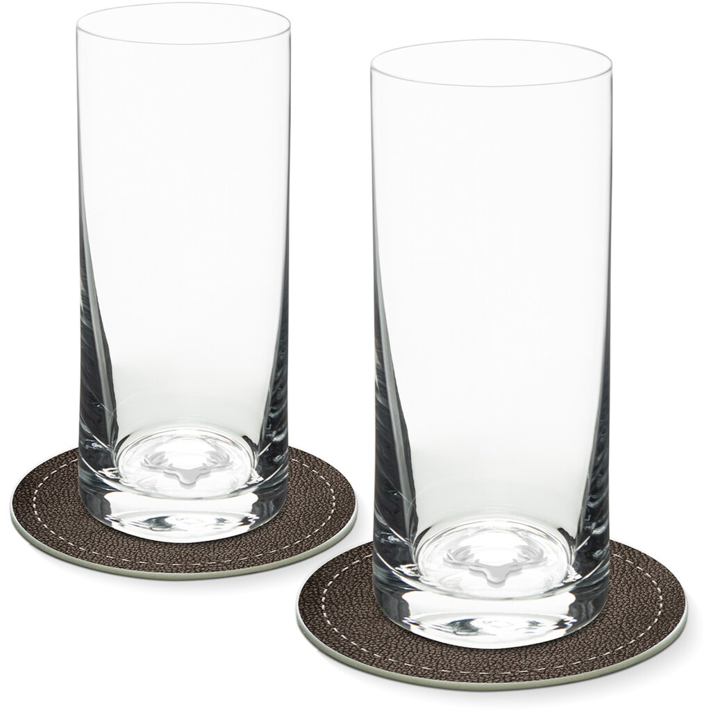 Contento Longdrinkglas, (Set, 4 tlg., 2 Longdrinkgläser und 2 Untersetzer)