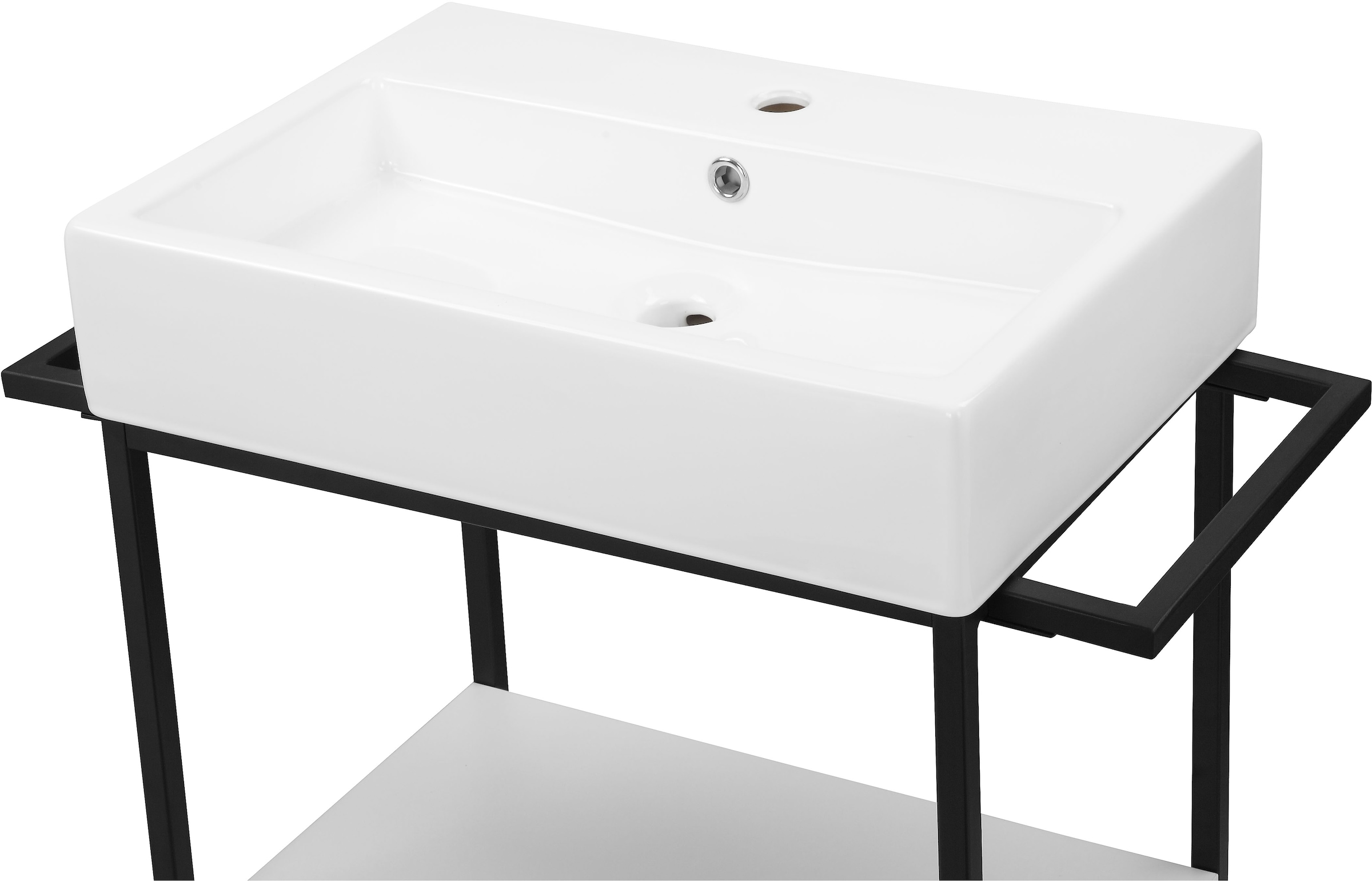 welltime Waschtisch »Stockholm«, Badmöbel Metalloptik inkl. Becken, Breite 60 cm Waschplatz