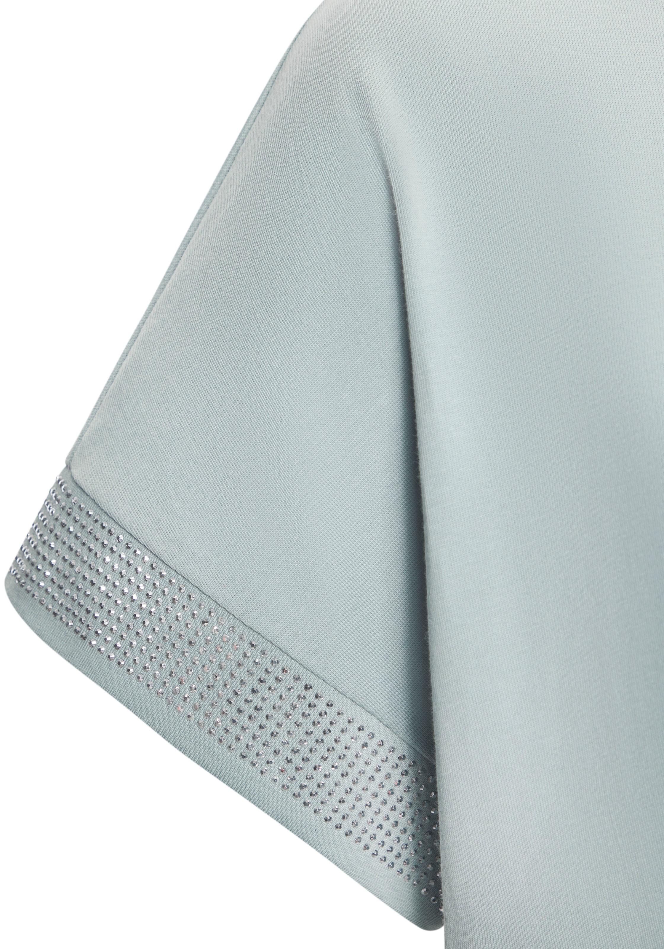 LASCANA Kurzarmshirt »mit glitzernem Strass-Design am Arm«, aus weicher Baumwoll-Qualität