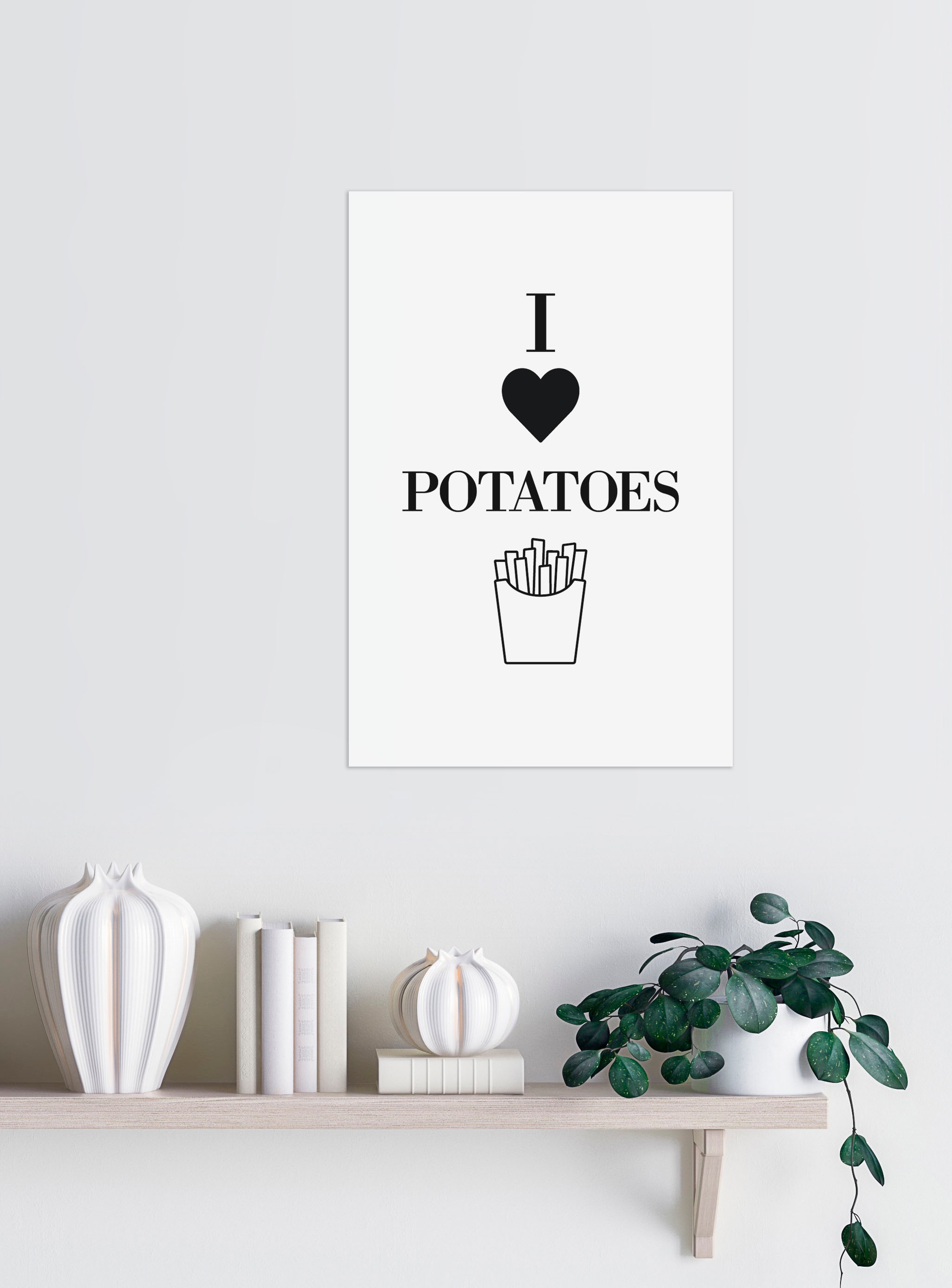 queence Wanddekoobjekt »I LOVE POTATOES«, Stahlschild, Blechschild, Spruch, Witzig, Wanddeko, retro, 20x30cm
