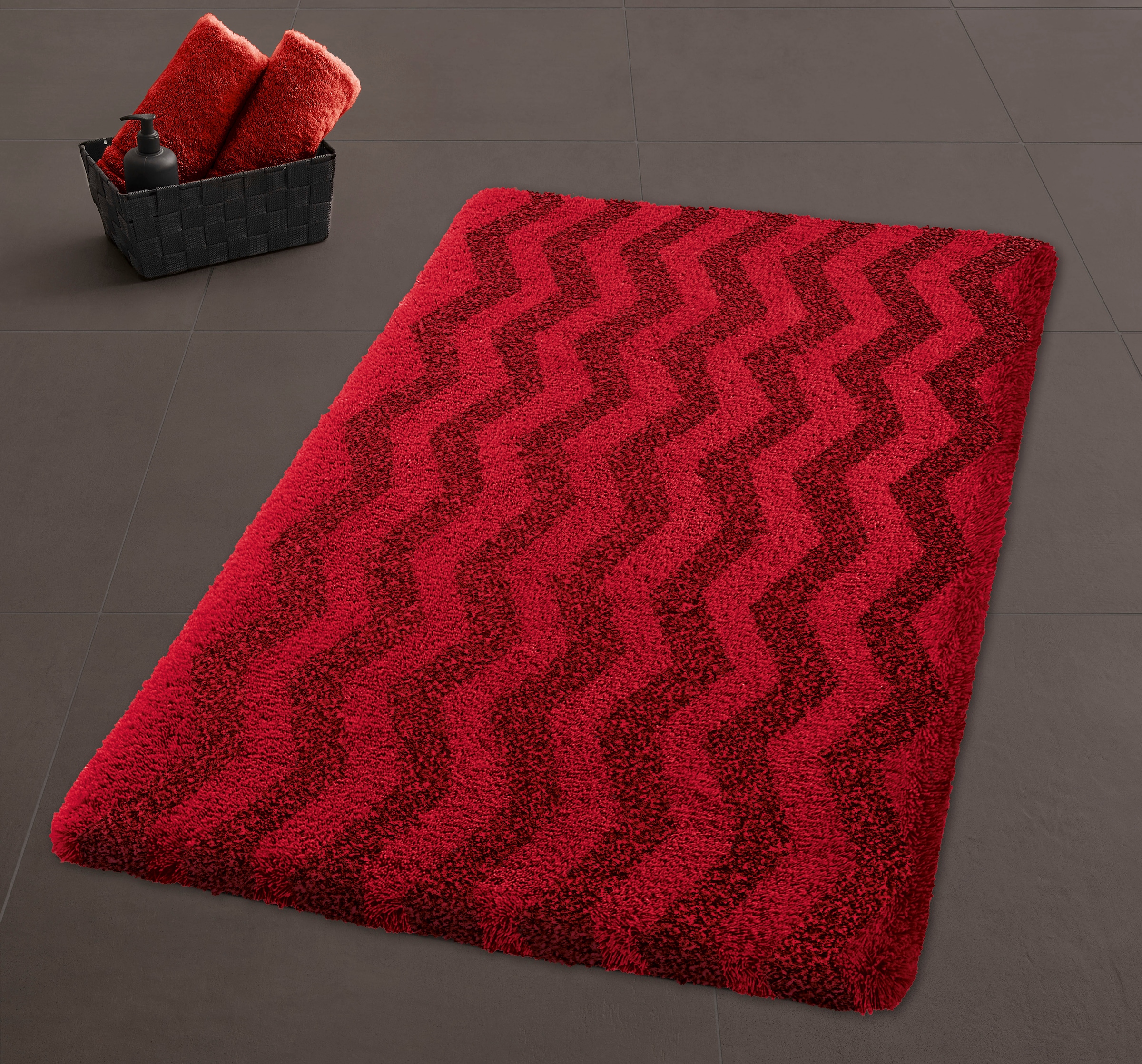 Kleine Wolke Badematte »»Zack«« Höhe 20 mm rutschhemmend beschichtet fußbodenheizungsgeeignet Badteppich, modernes Zickzack Design, Ton in Ton