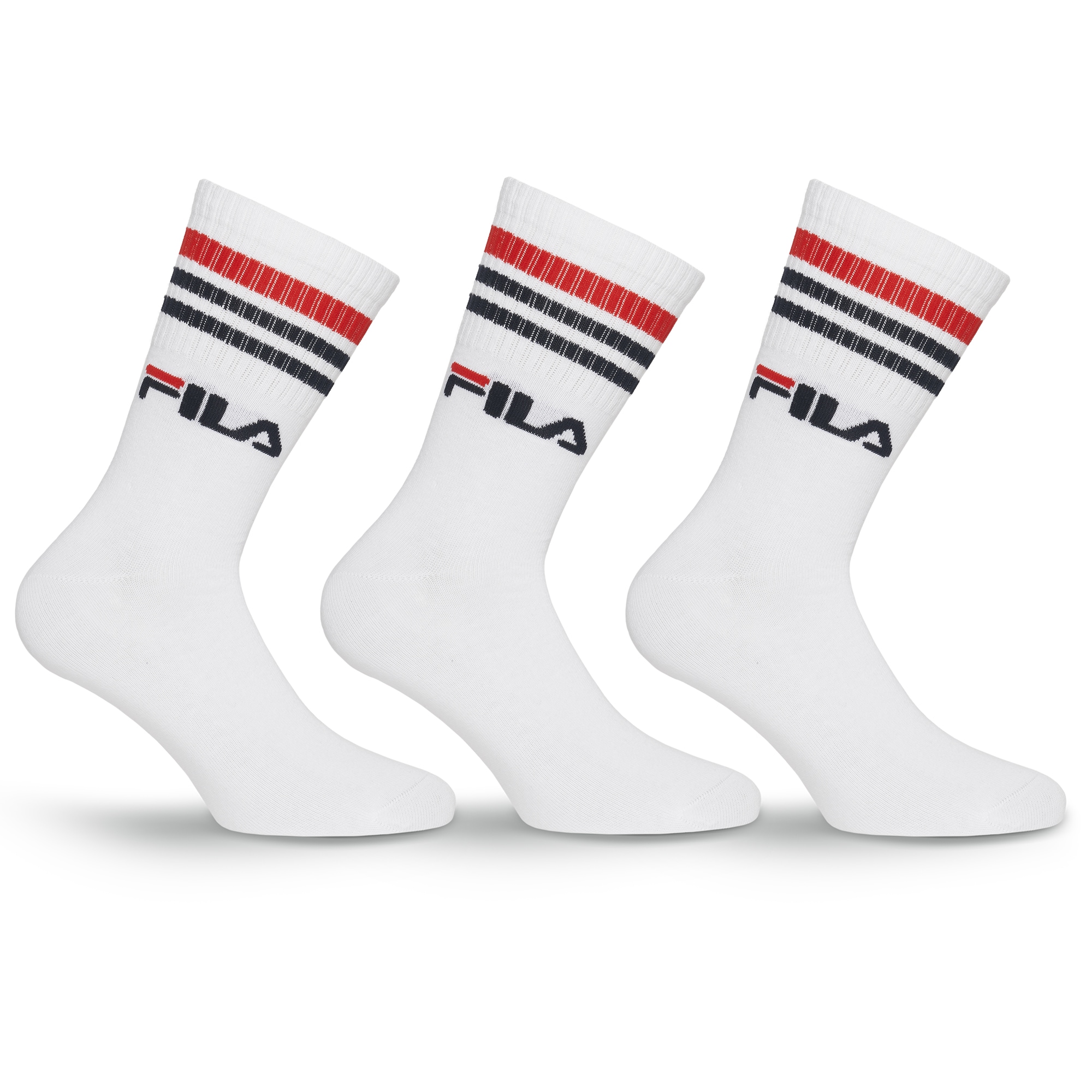 Fila Socken 3 Paar,  breites Rippenbündchen, Logoschriftzug, Cotton-Mix