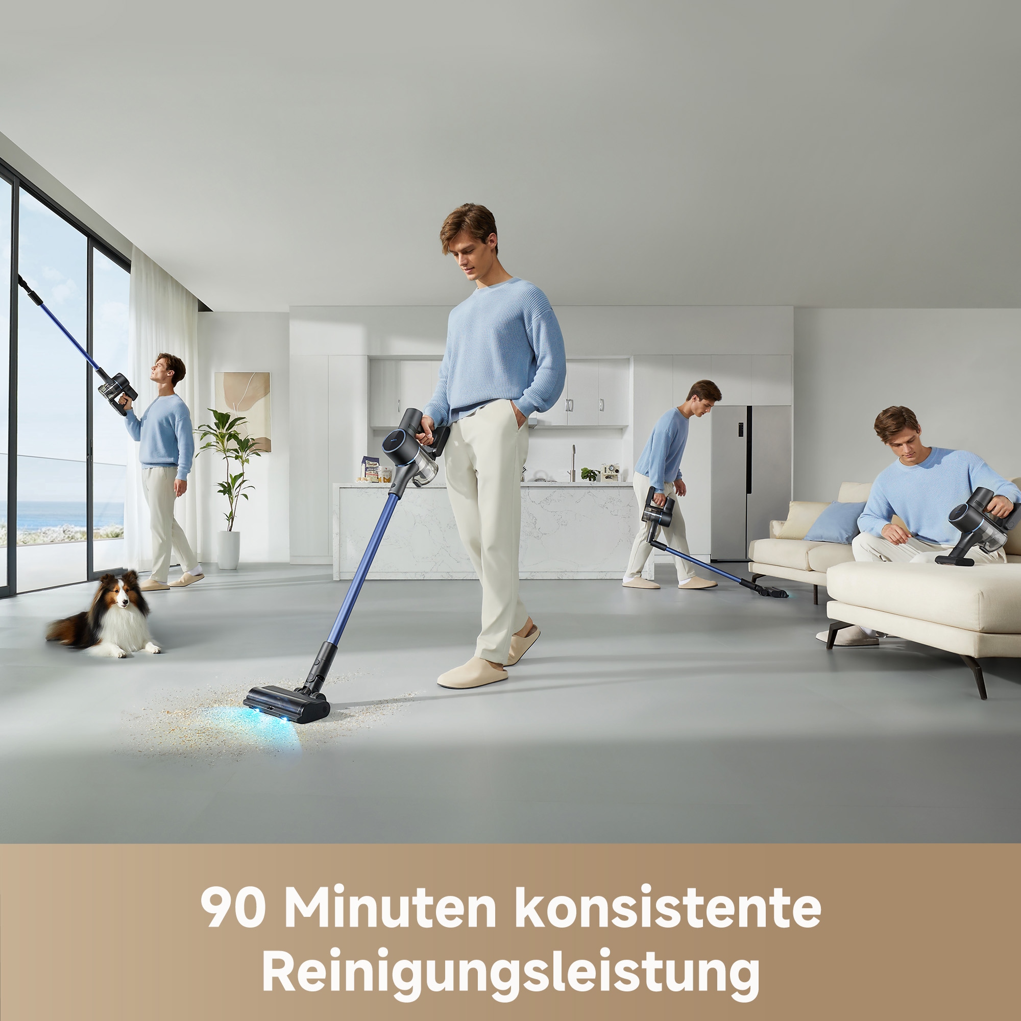 Mova Akku-Bodenstaubsauger »Mova S4 Detect, Kabelloser Vacuumsauger«, 20.000Pa Saugleistung/ Bürste mit LED-Leuchten/ Vielseitige Aufsätze