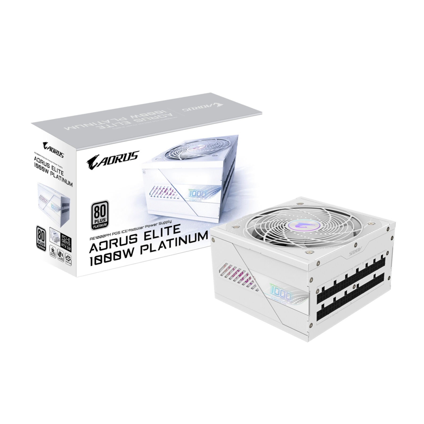 Gigabyte Netzteil »AORUS ELITE P1000W ICE Netzteil - PCIe 5.0, 80 PLUS Platinum, Vollmodu«