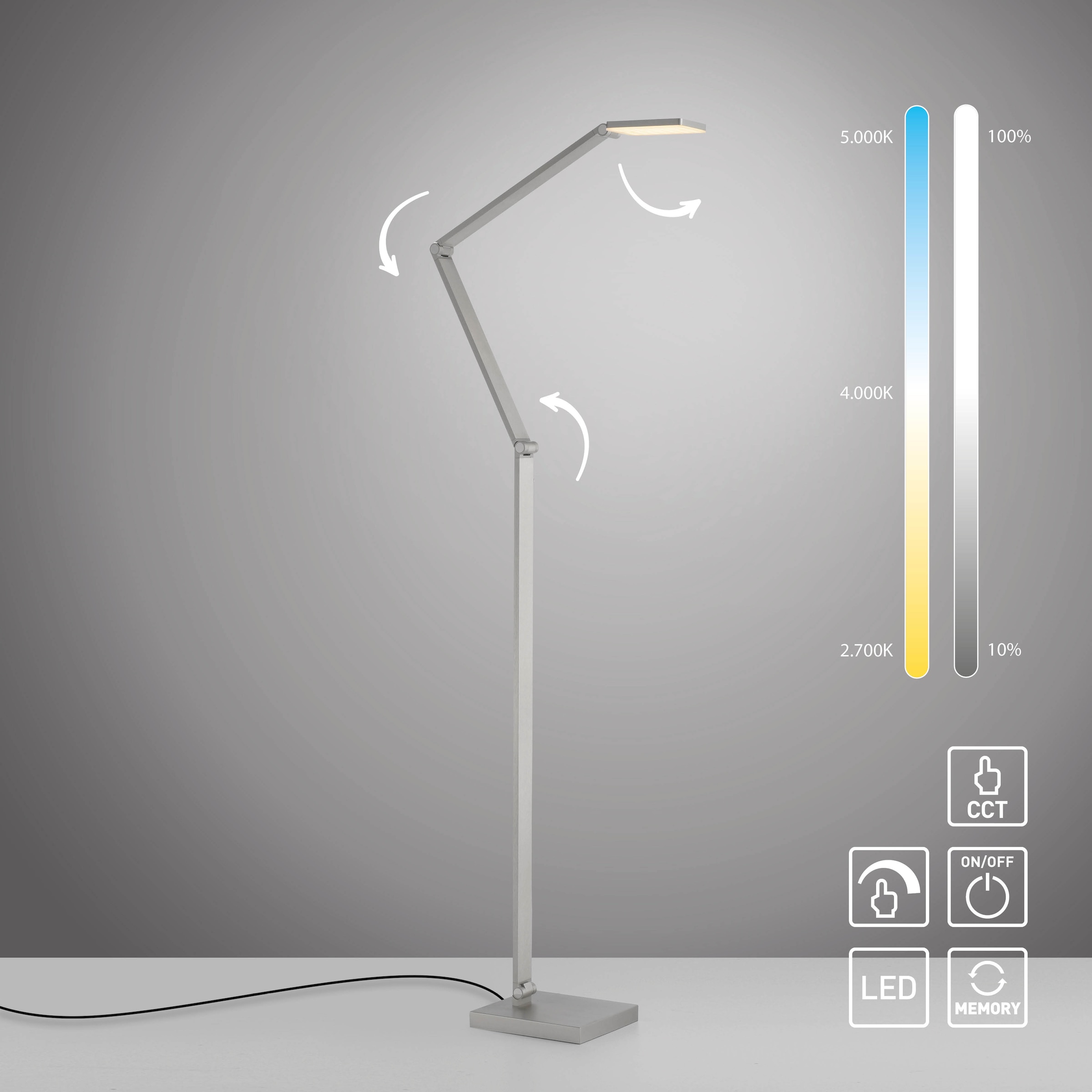 Paul Neuhaus LED Stehlampe »SAMSKY« LED-Board 1 Stk. warmweiß - kaltweiß Tastdimmer, CCT 2700-5000K, Memory, Höhenverstellbar