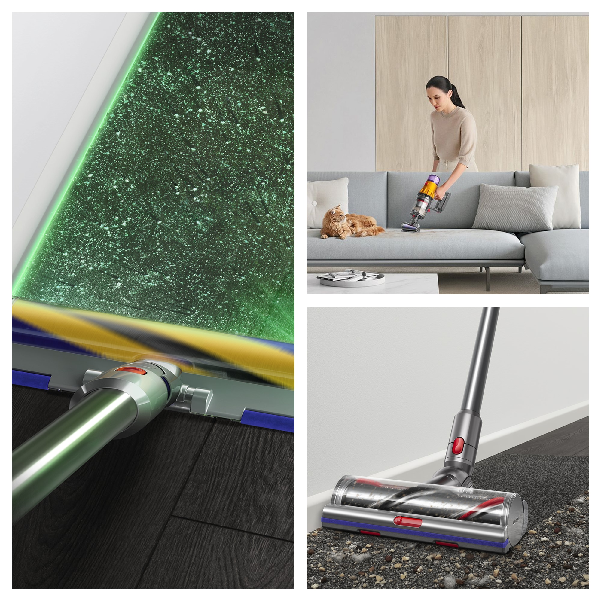 DYSON Akku-Hand-und Stielstaubsauger »V12™ Detect Slim Absolute« Macht unsichtbaren Staub sichtbar – für eine gründlichere Reinigung.