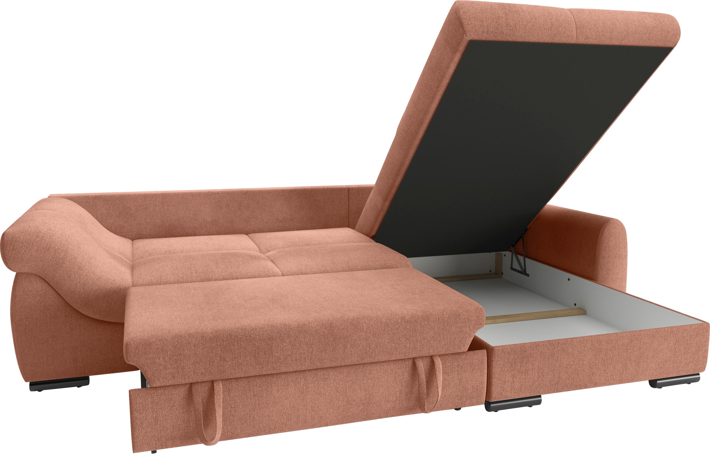 Mr. Couch Ecksofa »Livorno DuraFlex L-Form«, inkl. Hochschläfer-Bettauszug, XL-Bettkasten weiß beschichtet