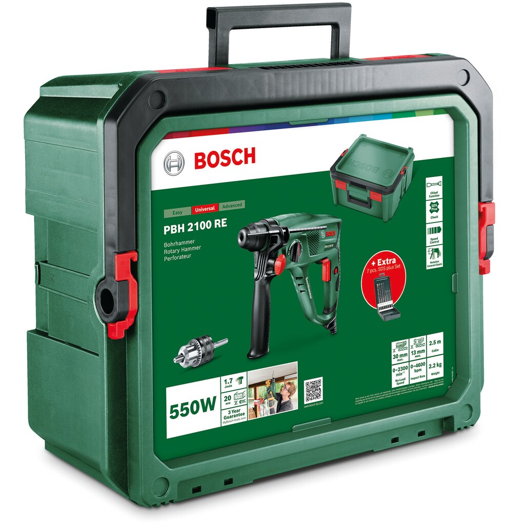 Bosch Home & Garden Bohrhammer »PBH2100 SRE«, (Set, 3 tlg.)