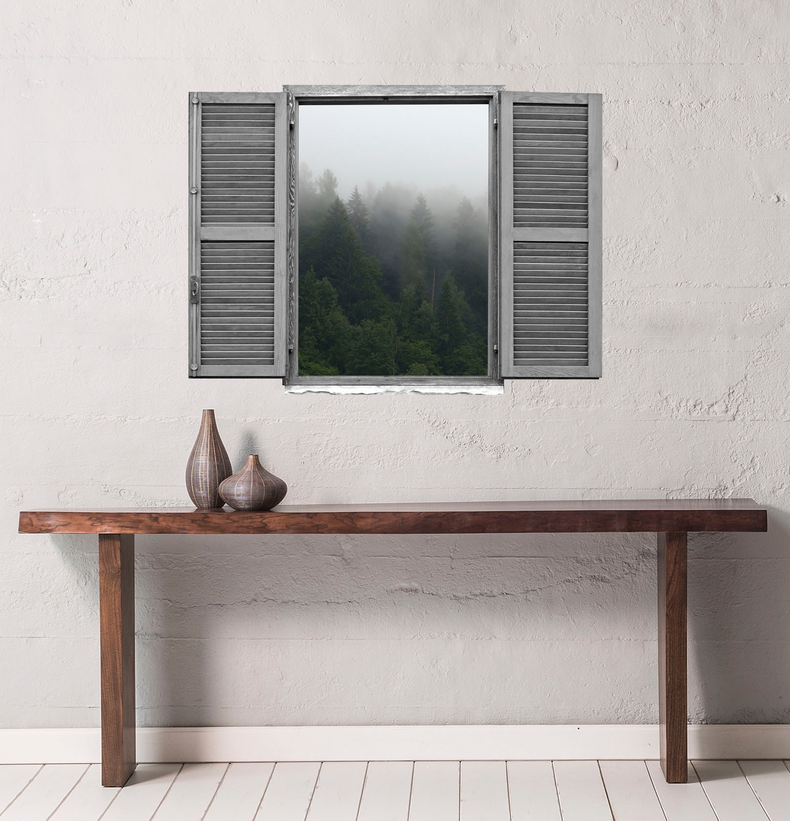 queence Wandtattoo »Wald«, (1 St.), Wandsticker, Wandbild, selbstklebend, 3D, Fenster