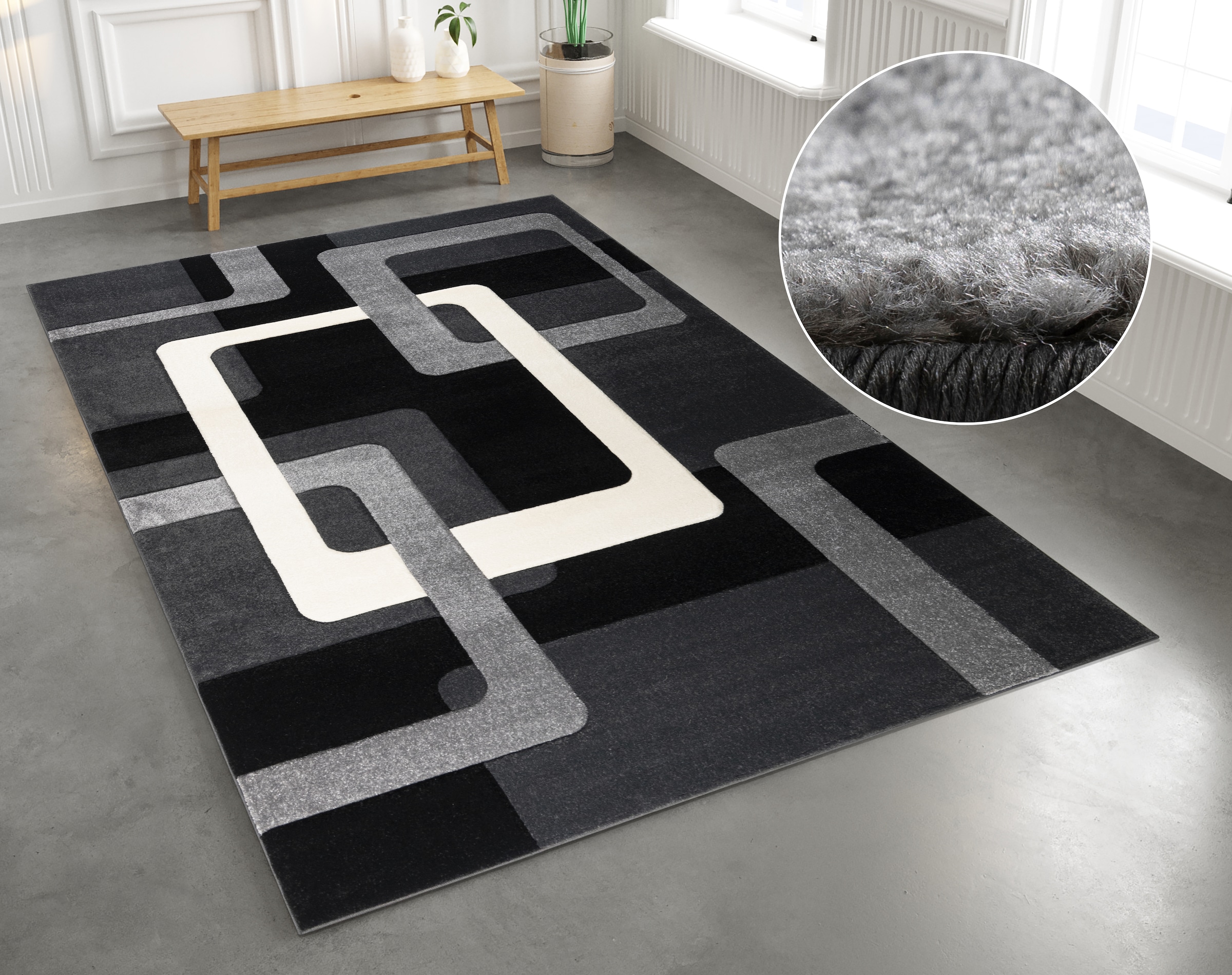 my home Teppich »Maxim« rechteckig 13 mm Höhe Hoch-Tief-Effekt, Kurzflor, 3D-Design, Kundenliebling