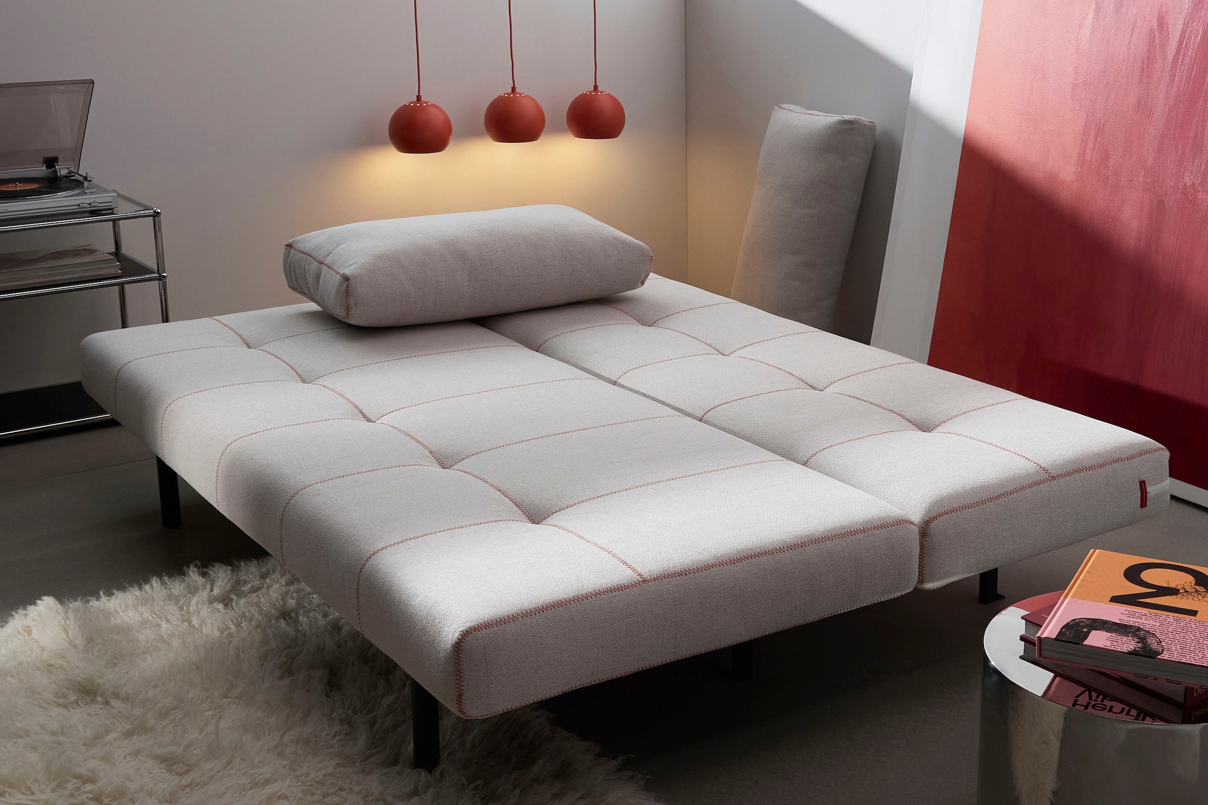 INNOVATION LIVING ™ 3-Sitzer »SIGGA X Schlafsofa mit hohen Sitz- und Liegekomfort«, Dekorative Kontrastnähte, detailreiches Design