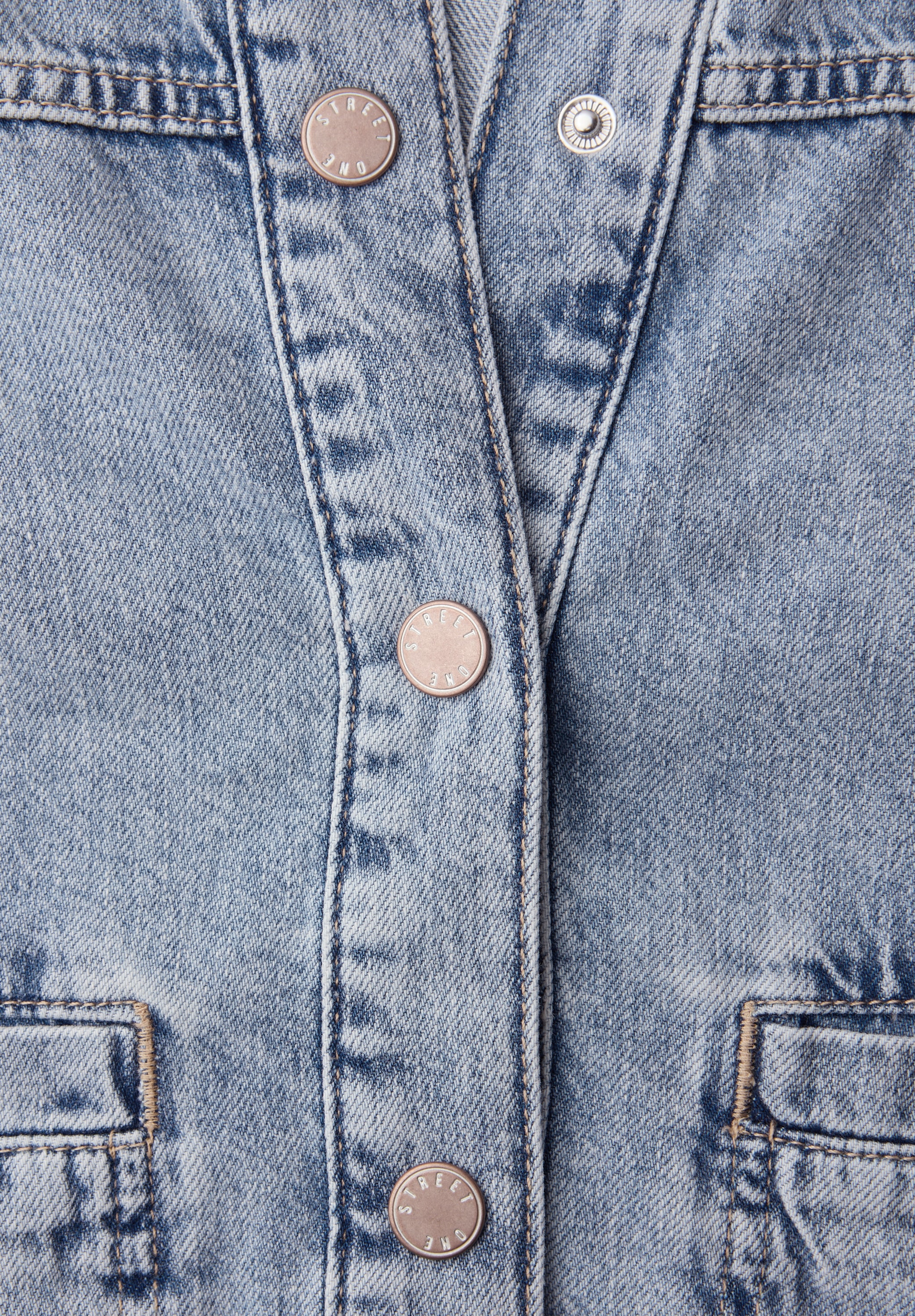 STREET ONE Jeansjacke ohne Kapuze mit großen Taschen und Hemdkragen