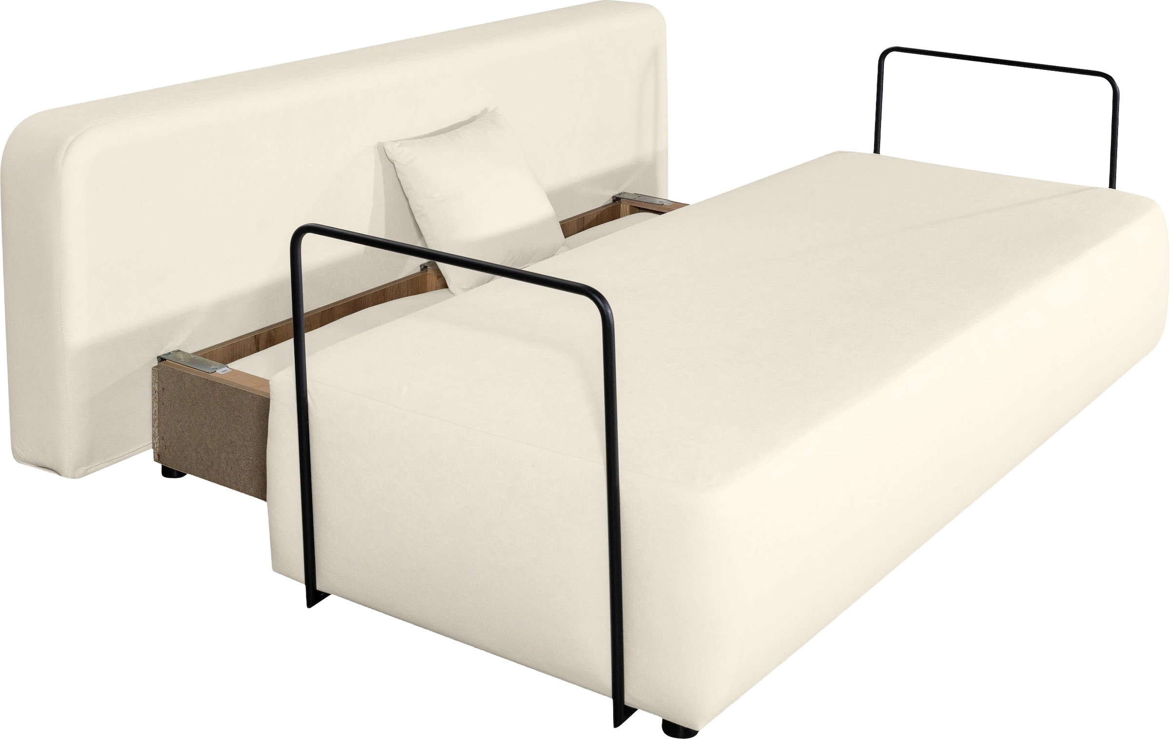 COLLECTION AB Schlafsofa »Maria« Bettfunktion,Bettkasten,Bonnelfederkern,Moderne Armlehnen aus Metall