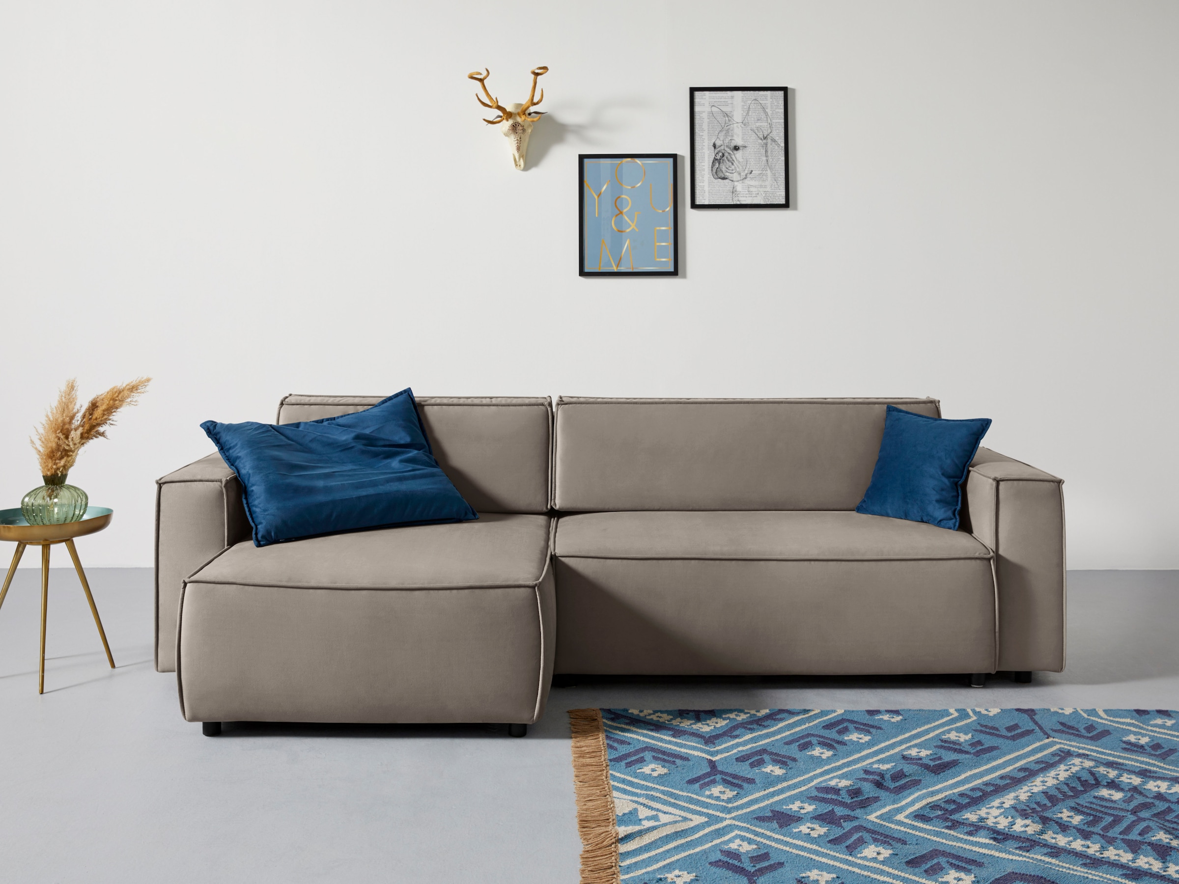 INOSIGN Ecksofa »Marva L-Form«, incl. Bettfunktion und Bettkasten, Federkern