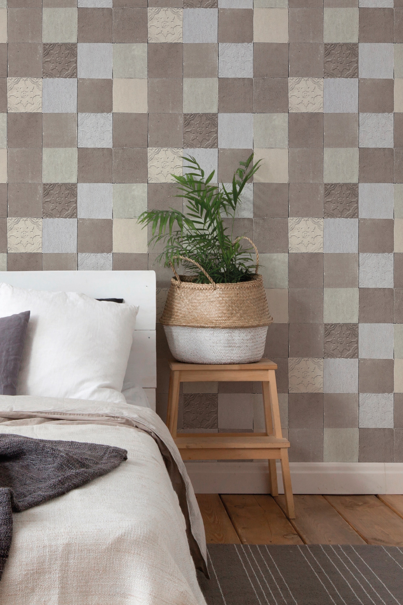living walls Vliestapete »New Walls Finca Home in Fliesen Optik«, gemustert-Motiv-abstrakt, Tapete Fliesen Tapeten Wohnzimmer Schlafzimmer Küche modern Design