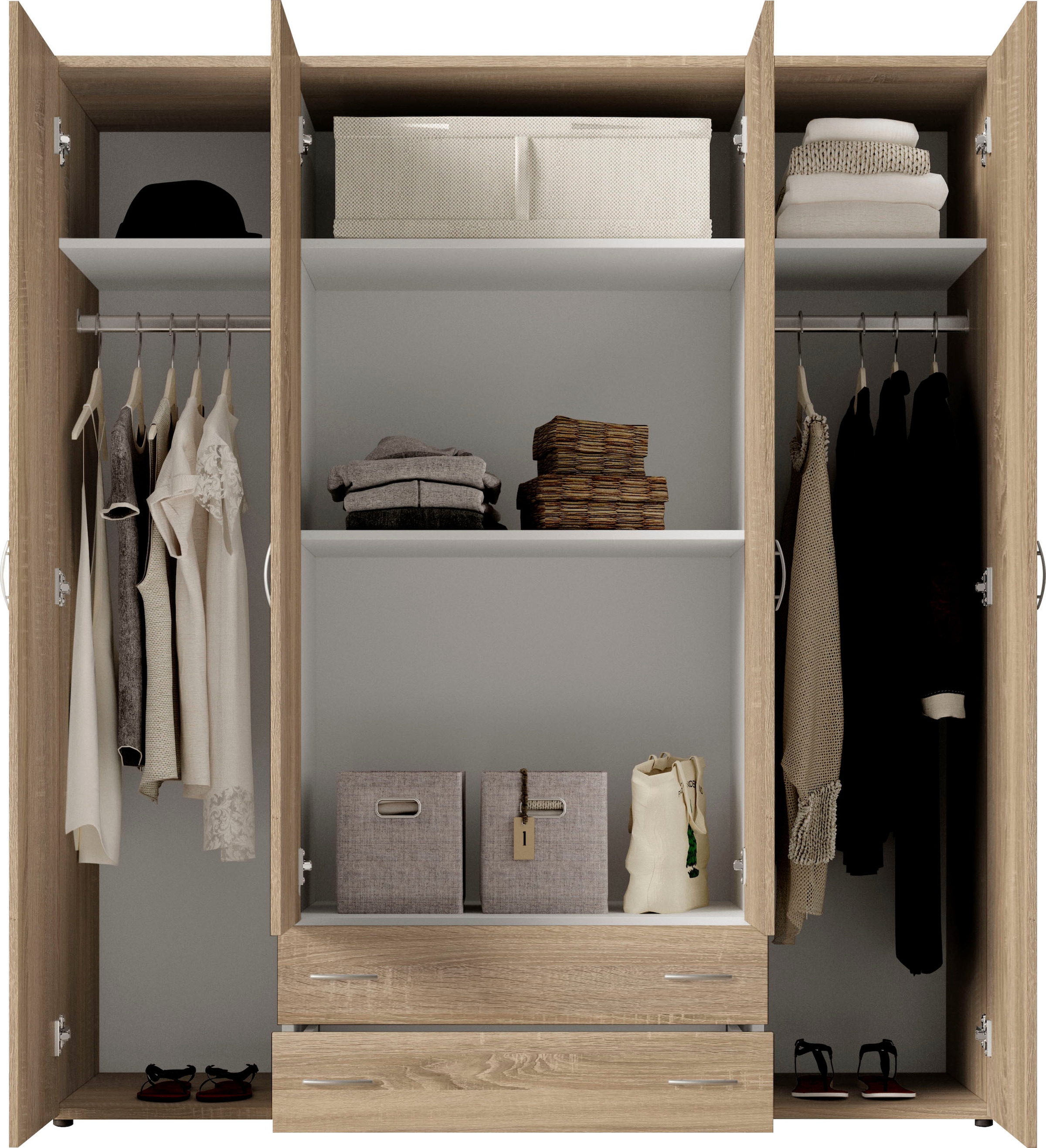 Schlafkontor Drehtürenschrank »Base Kleiderschrank Joe Garderobe Hochschrank Wäscheschrank«, Bega Schrank Schlafzimmer Bestseller in 3 Breiten und 2 Farben