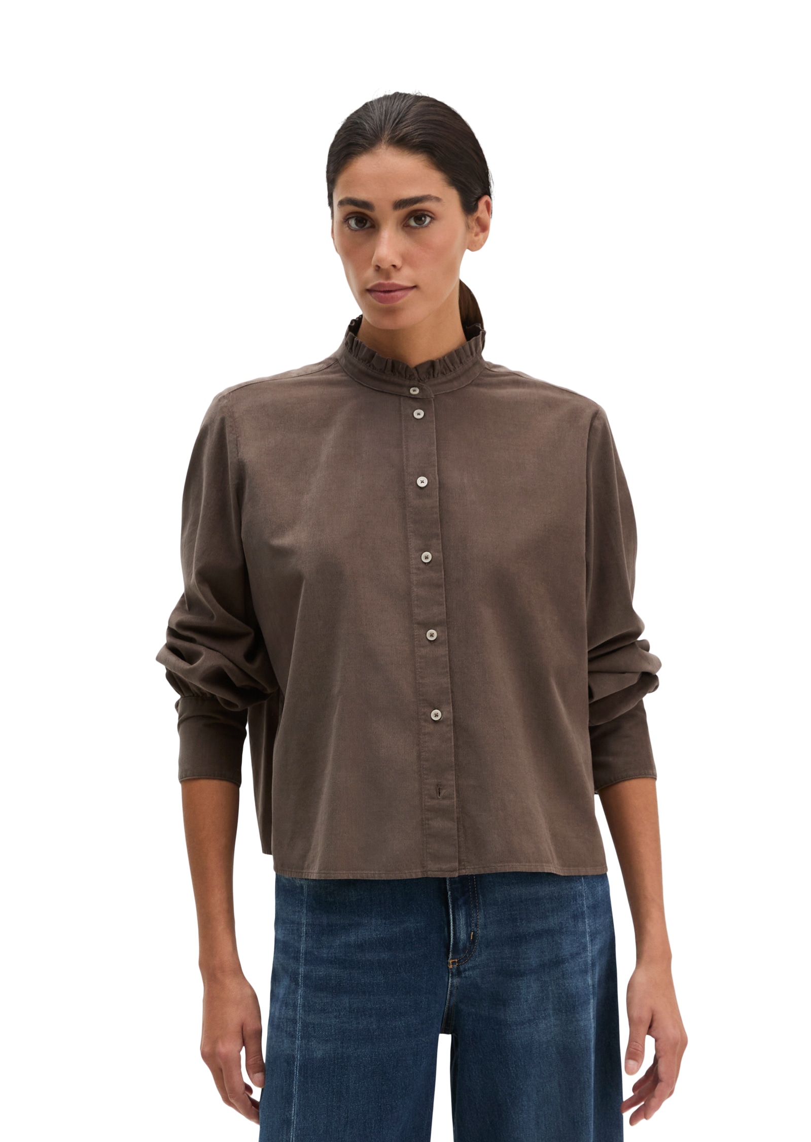 Marc O'Polo Rüschenbluse in Cord-Qualität, mit Bio-Baumwolle