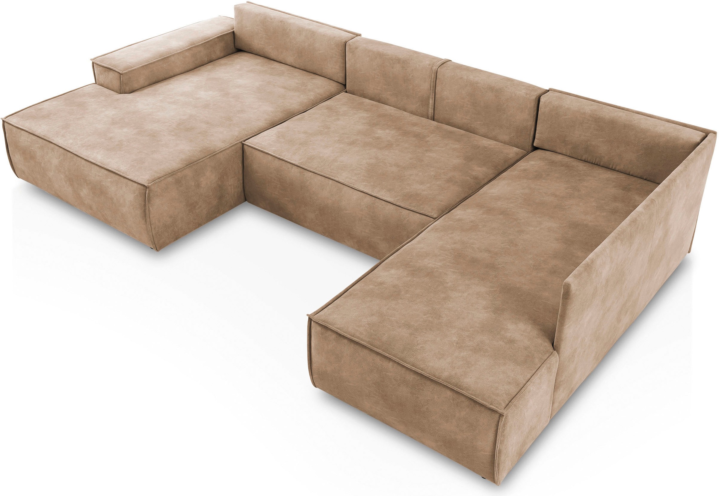 Home affaire Wohnlandschaft »SHERWOOD 329 cm, U-Form, Schlafsofa,«, Schlaffunktion m. Bettkasten (194x139 cm), Cord, Vintage, Samtvelours
