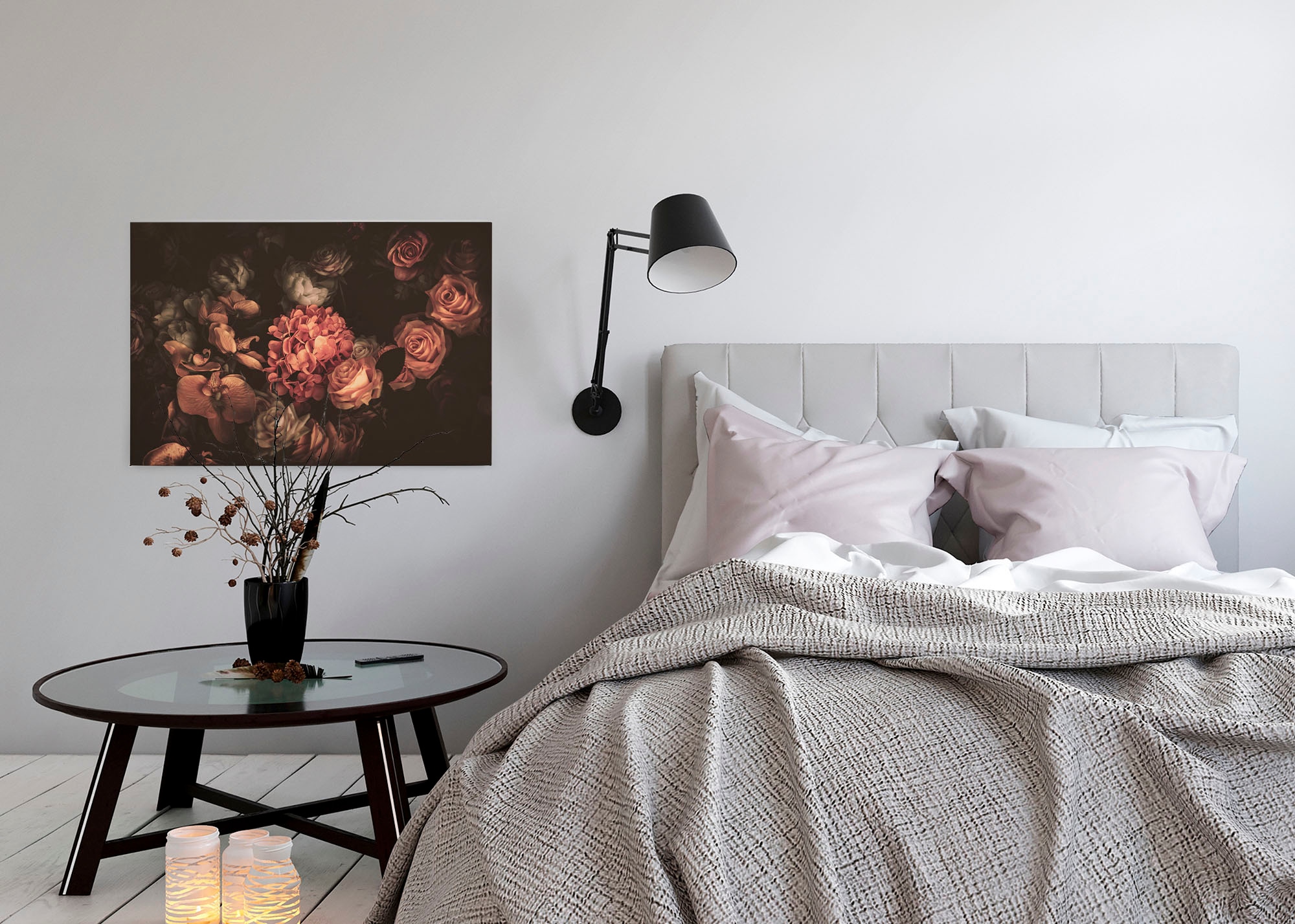 A.S. Création Leinwandbild »Romantic Flower«, Kunst-Blumen-Kinder, (1 St.), Romantische Blumen, Rosen Keilrahmen Leinwand-Bild Wohnzimmer modern