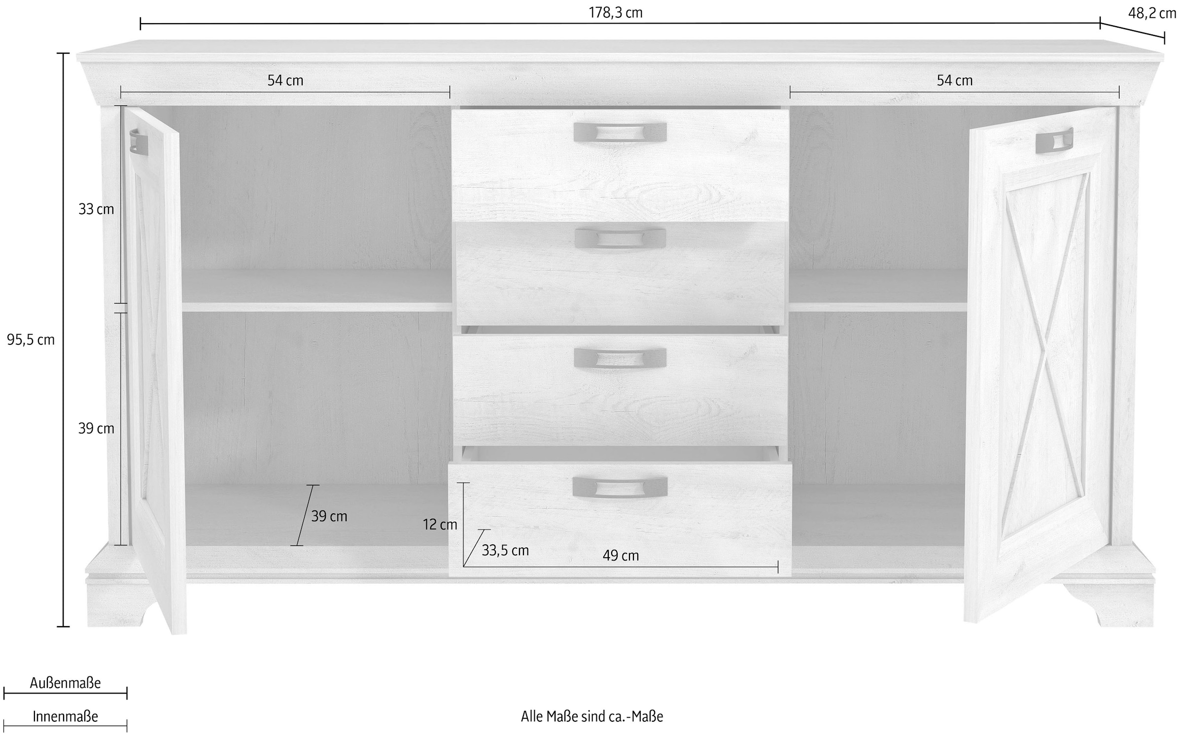 FORTE Highboard »Kashmir«, Breite 178 cm