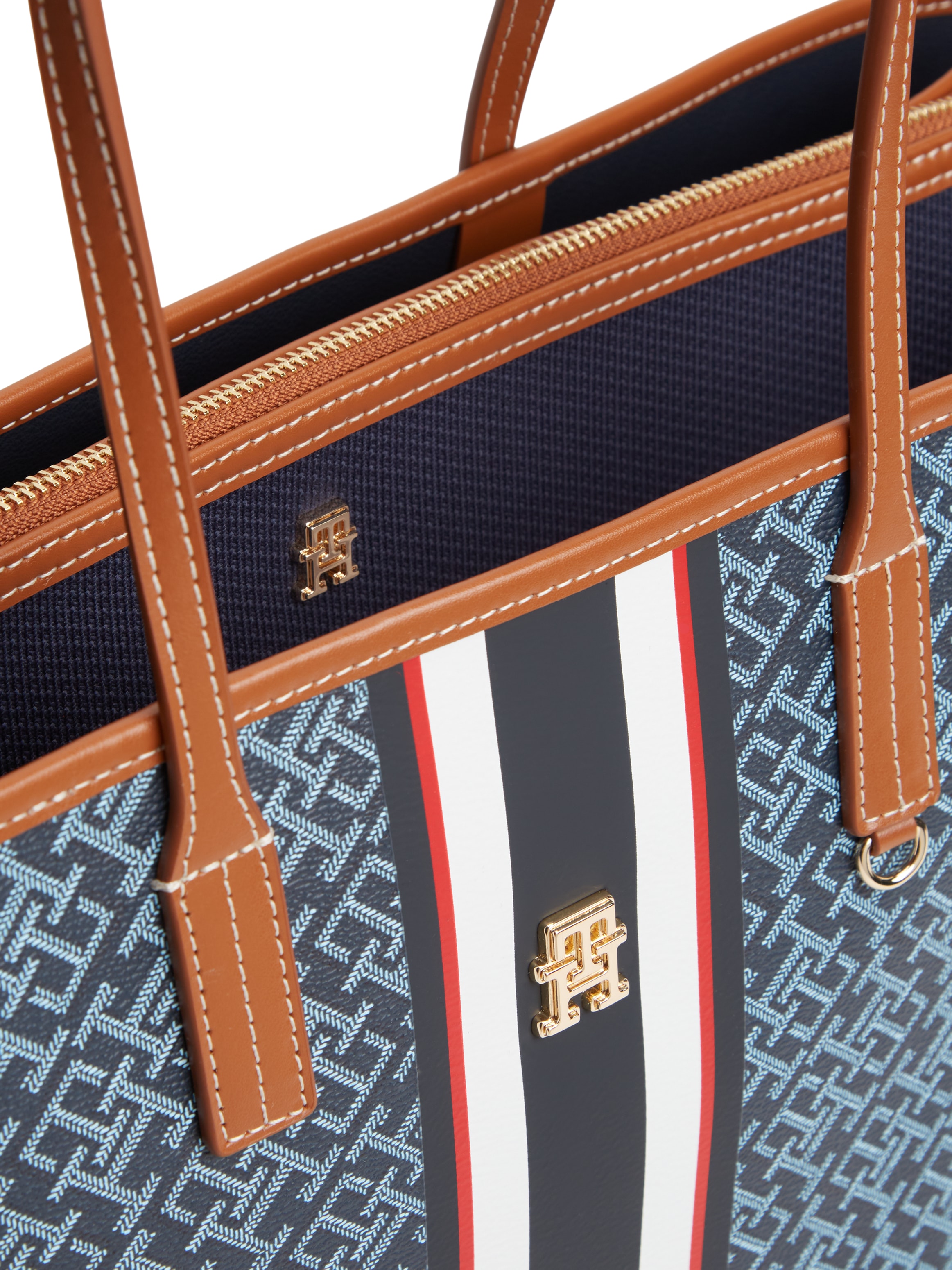 Tommy Hilfiger Tragetasche »TH MONOPLAY TOTE STRIPE LE« Damen Handtasche, Tragetasche mit Allover TH-Druck