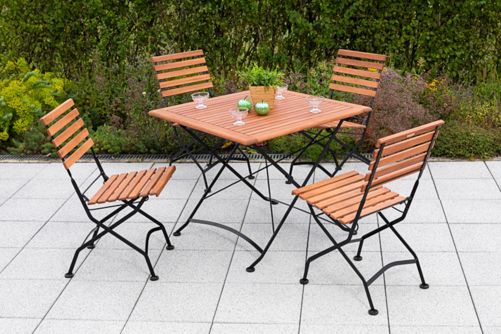 MERXX Garten-Essgruppe »Schloßgarten« 5 Stk. tlg. 4 Klappsessel, Tisch günstig online kaufen