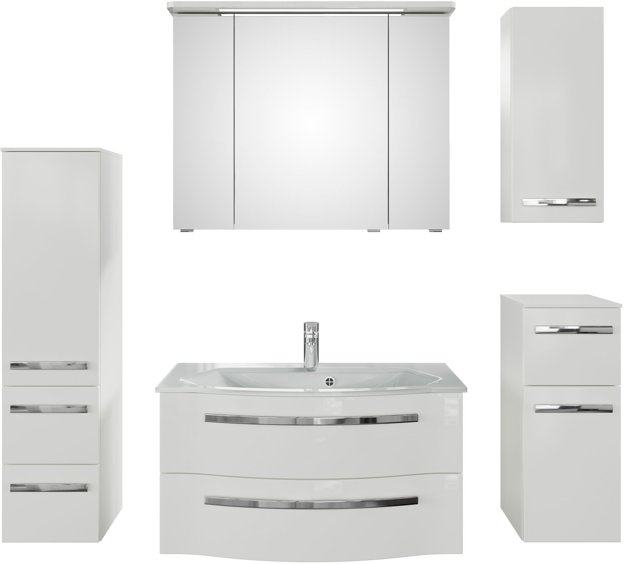 Saphir Badmöbel-Set »Serie 4005, vormontiert, Glaswaschbecken, Spiegelschra günstig online kaufen