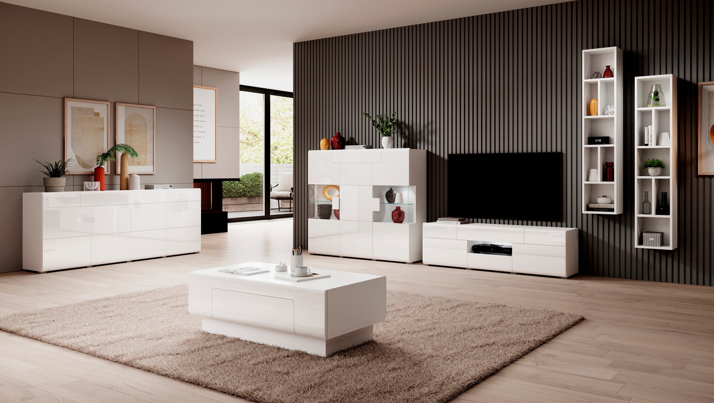 INOSIGN Lowboard »Toledo,Breite 159cm, trendige TV-Schrank mit dekorative Fräsungen«, TV-Board ohne Beleuchtung, TV-Kommode mit viel Stauraum