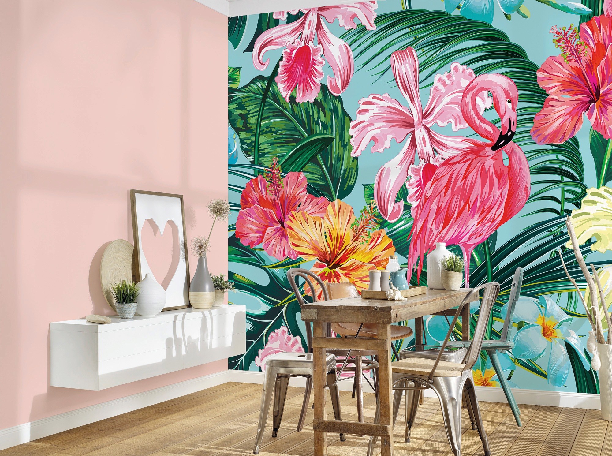 living walls Fototapete »Designwalls Flamingo Art 1«, Vlies, Wand, Schräge, Decke