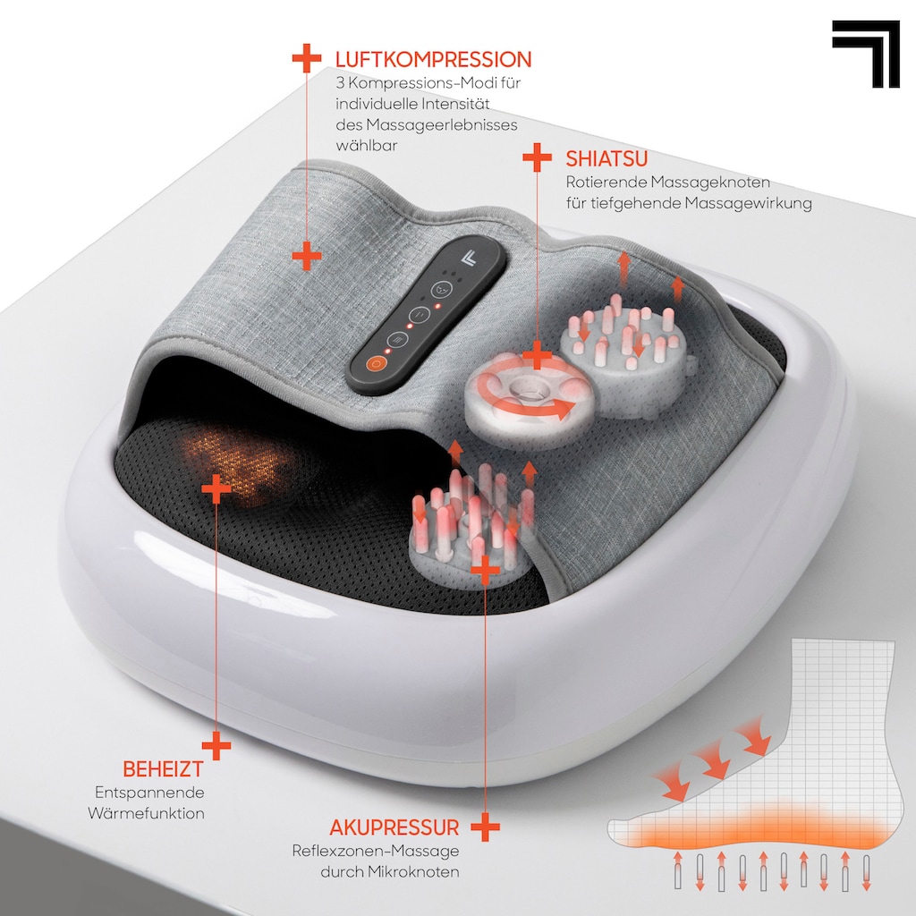 Sharper Image Shiatsu-Fußmassagegerät »Fußmassage«, mit Akupressur, Kompressions- & Wärmefunktion