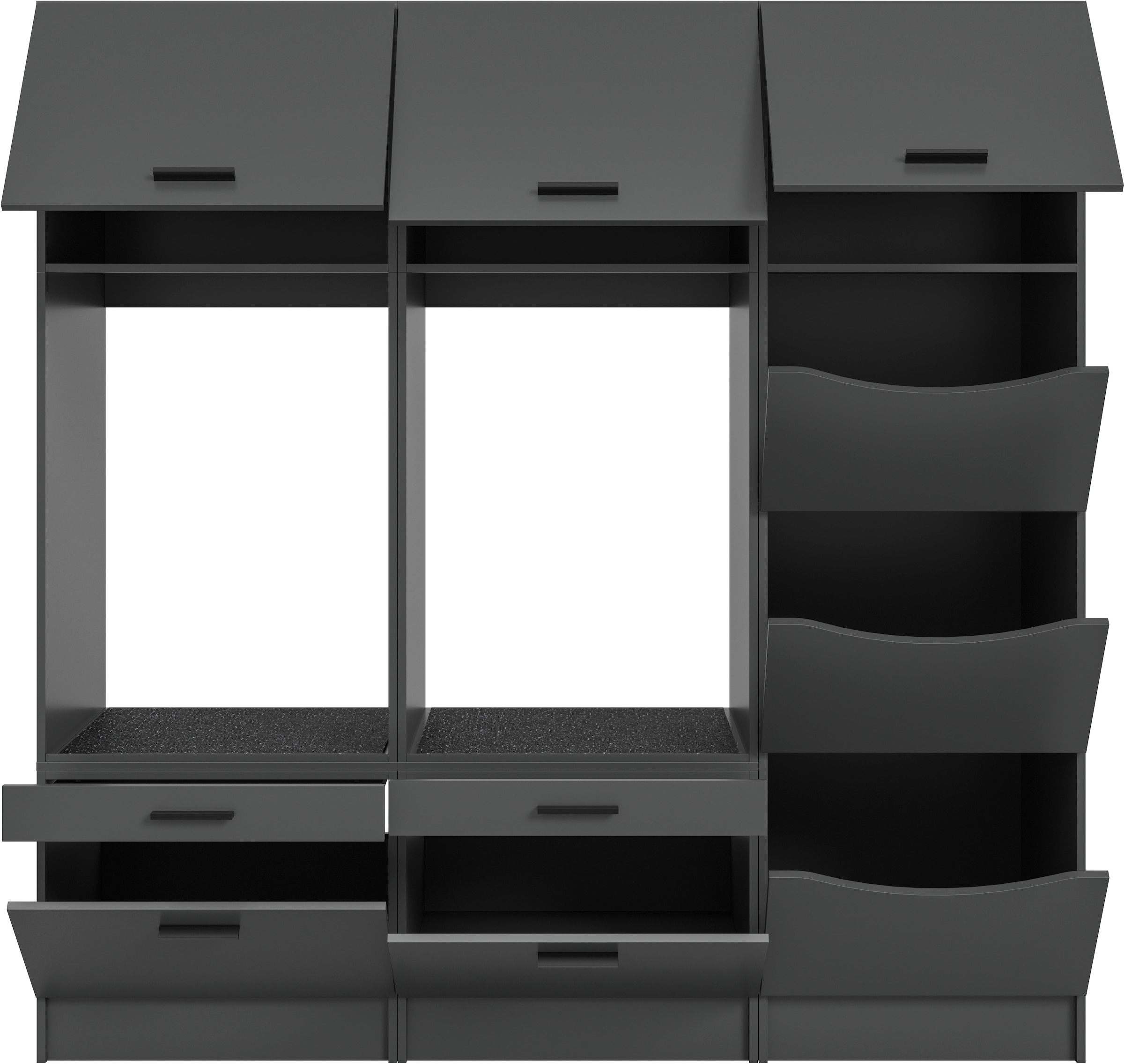 welltime Badmöbel-Set »FALAS, TOPSELLER!, 4-teilig, Hauswirtschaftsraum Set, Breite 248 cm«, (Set, 4 St., 1x Wäscheschrank, 2x Waschmaschinenumbauschrank & 1xMehrzweckschrank), Kombination, Waschmaschinenumbau, Waschmaschinenschrank, Wäschekammer