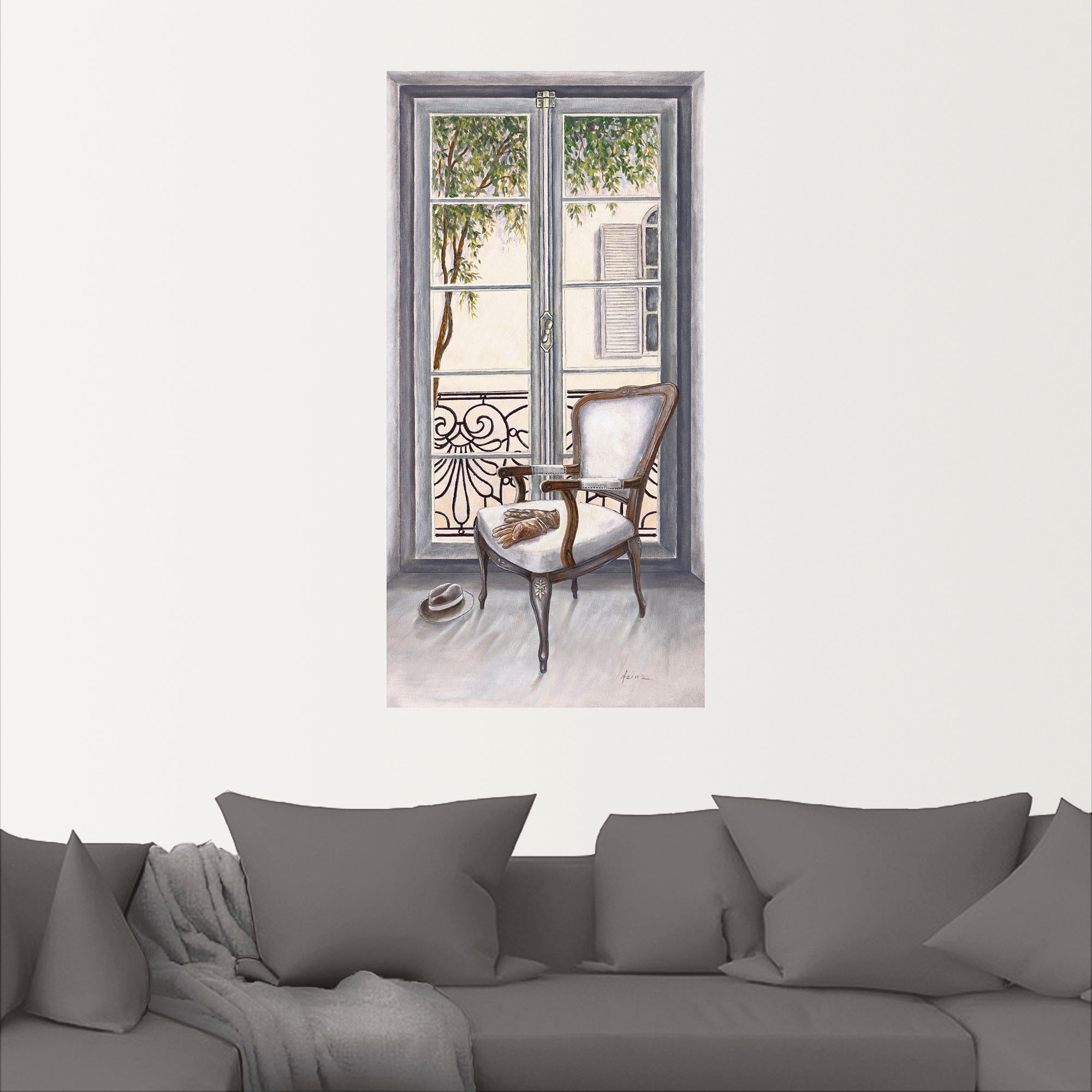 Artland Wandbild »Sessel vor einem Fenster«, Innenarchitektur, (1 St.), als Alubild, Outdoorbild, Leinwandbild, Poster, Wandaufkleber