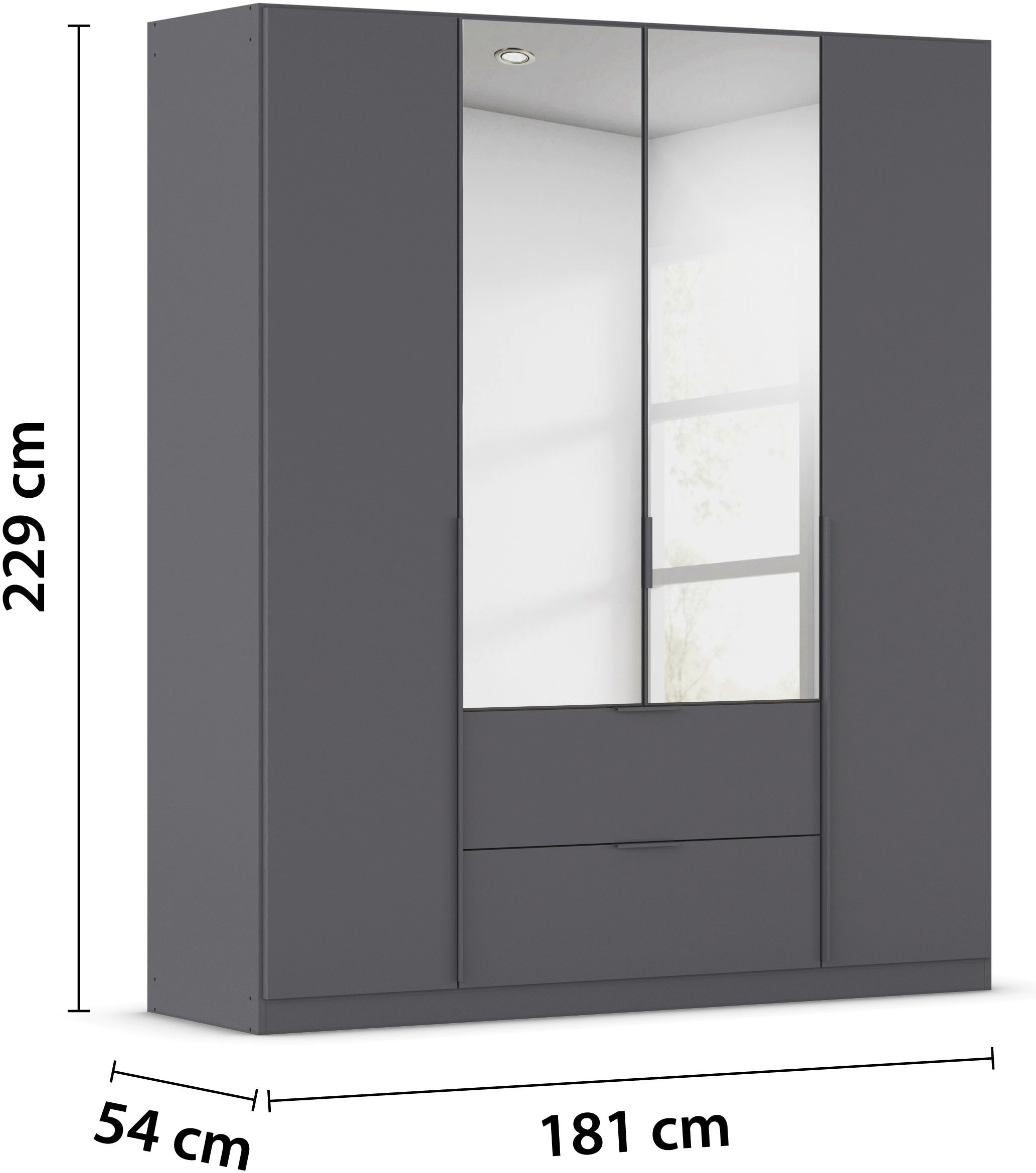 rauch Drehtürenschrank »Kleiderschrank Schrank Garderobe AGORDO mit Dekor- oder Hochglanzfront«, (in zwei Griff-Farben mit Dekor- oder Hochglanzfront), mit Außenschubkästen, in 6 Breiten und 2 Höhen MADE IN GERMANY