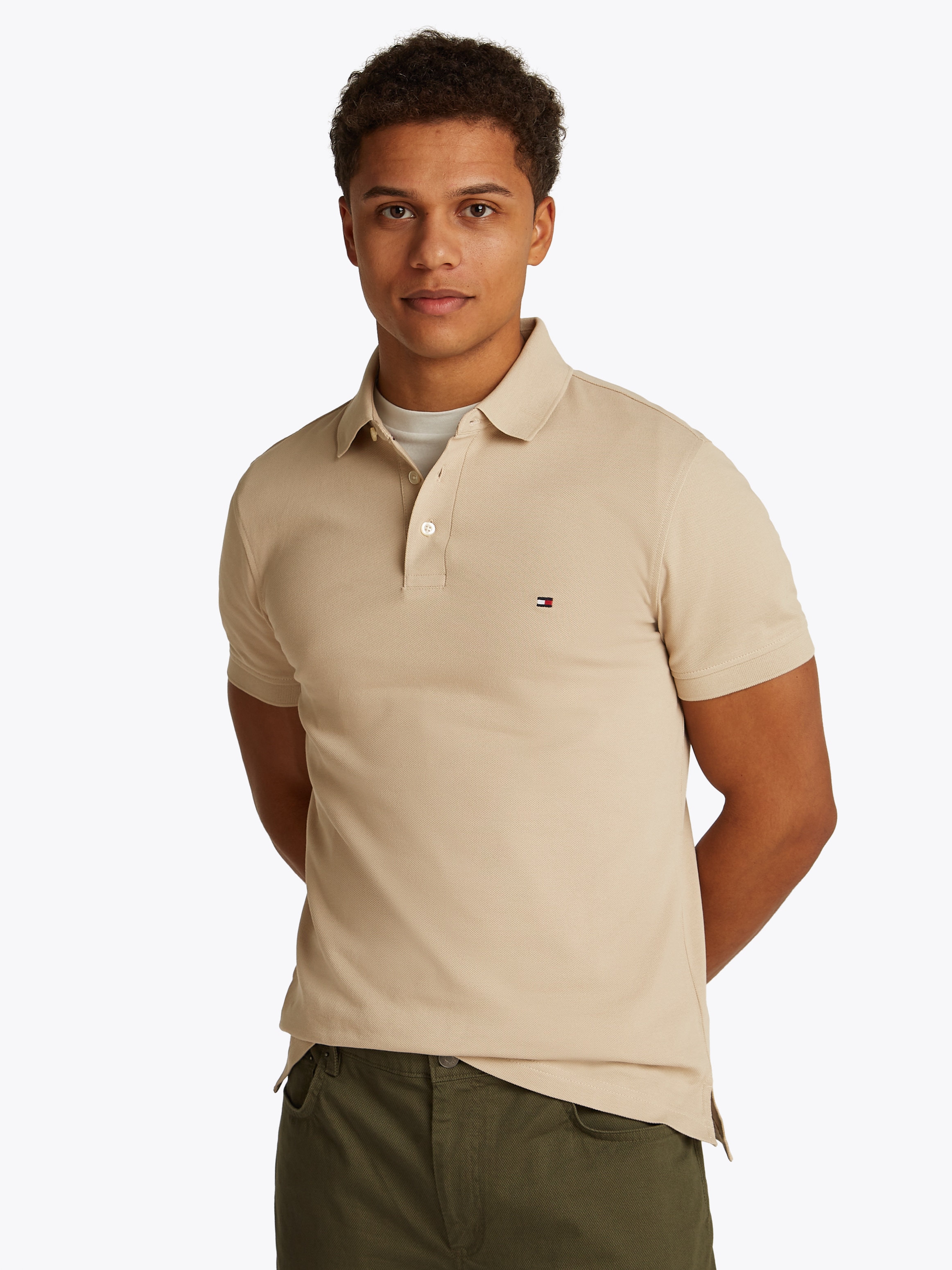 Tommy Hilfiger Poloshirt »1985 SLIM POLO mit Stickerei und Piqué-Qualität« unifarben, casual, slim fit, Baumwollmix, Polokragen