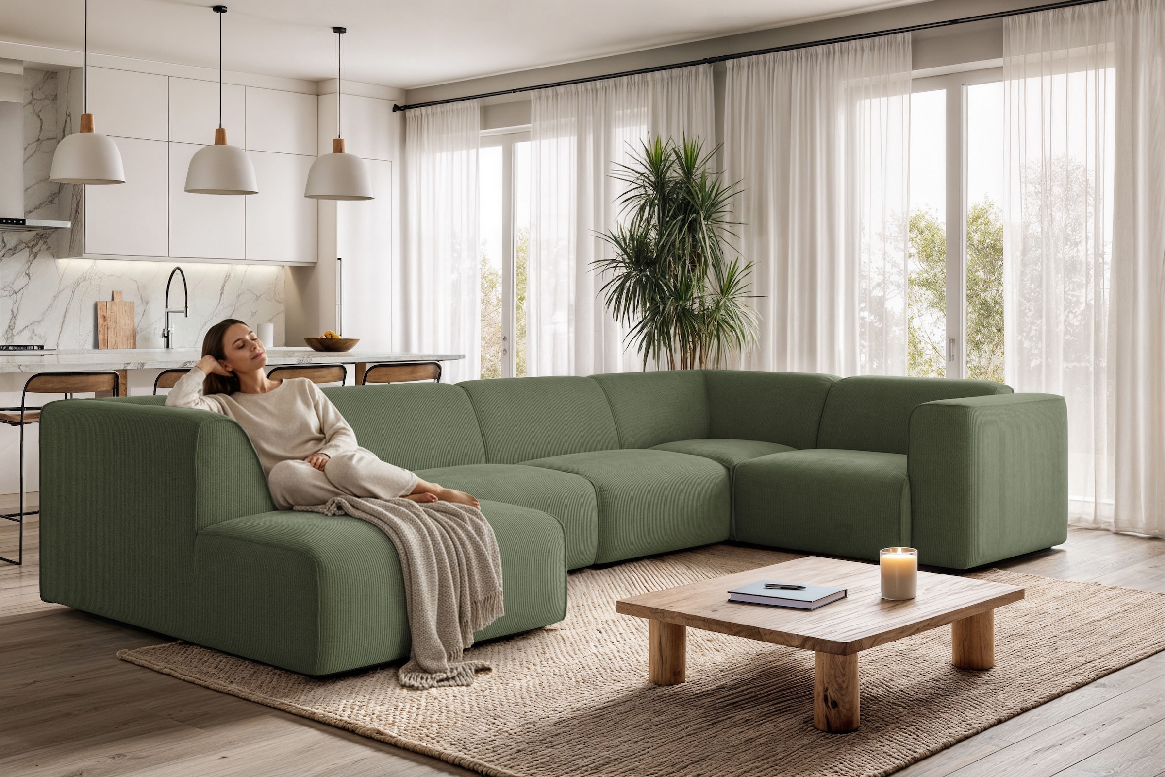 OTTO home Wohnlandschaft »Merid U-Form, B: 367 cm« jederzeit durch Module e günstig online kaufen