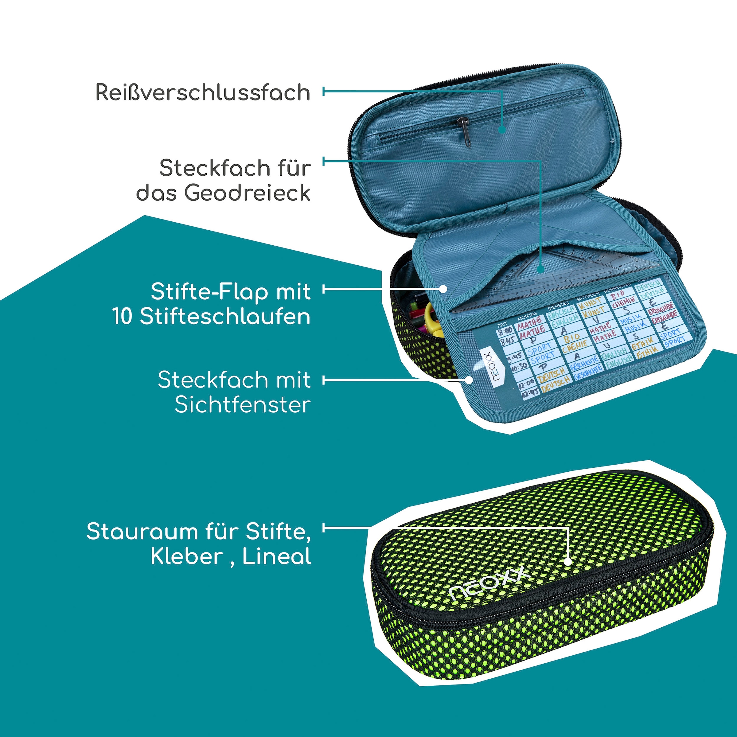 neoxx Schreibgeräteetui »Schlamperbox, Jump, Pixel my mind« teilweise aus recyceltem Material