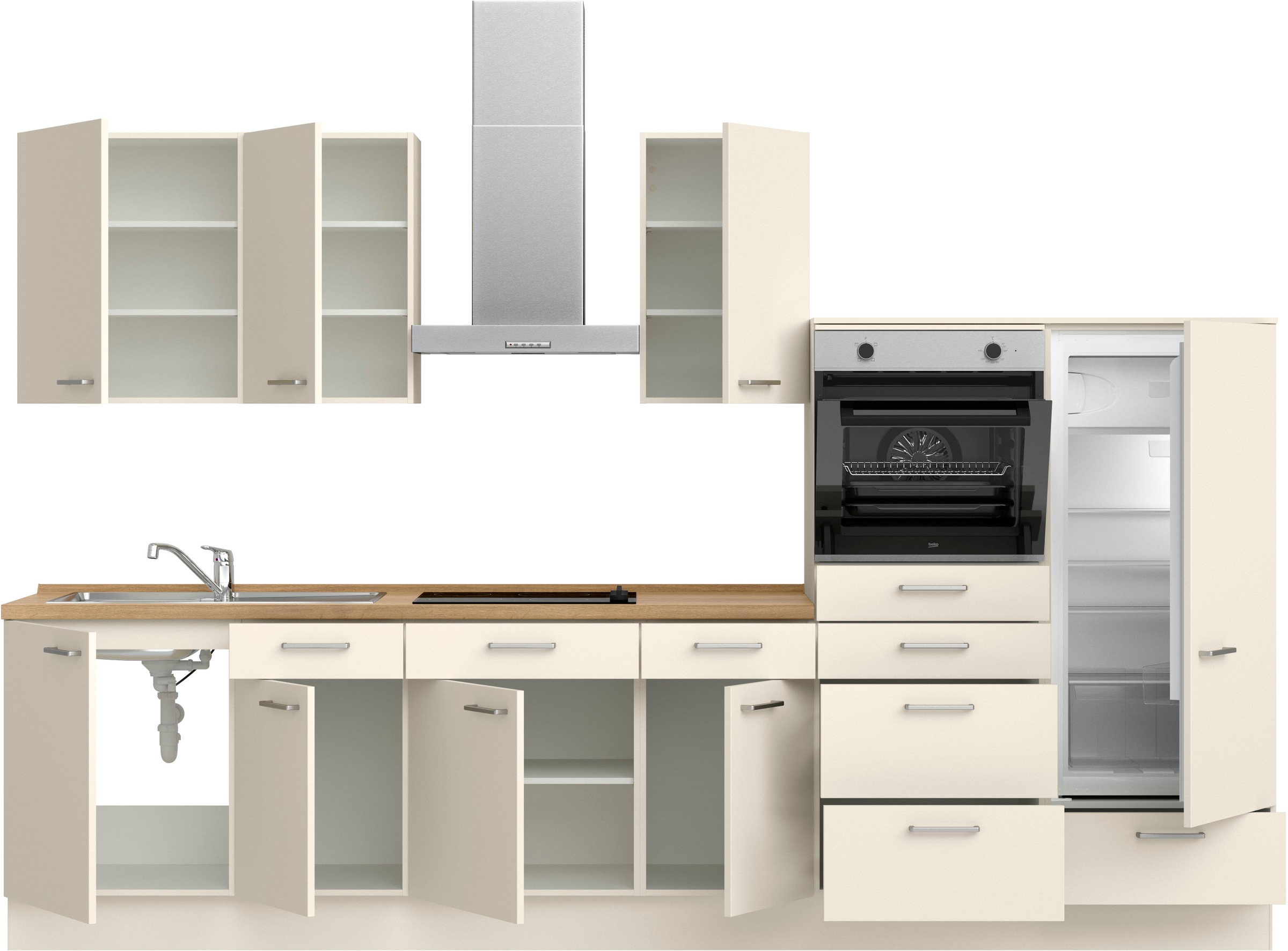 nobilia® Küchenzeile »"Touch I"«, vormontiert, Ausrichtung wählbar, Breite 330 cm, wahlw. mit E-Geräten