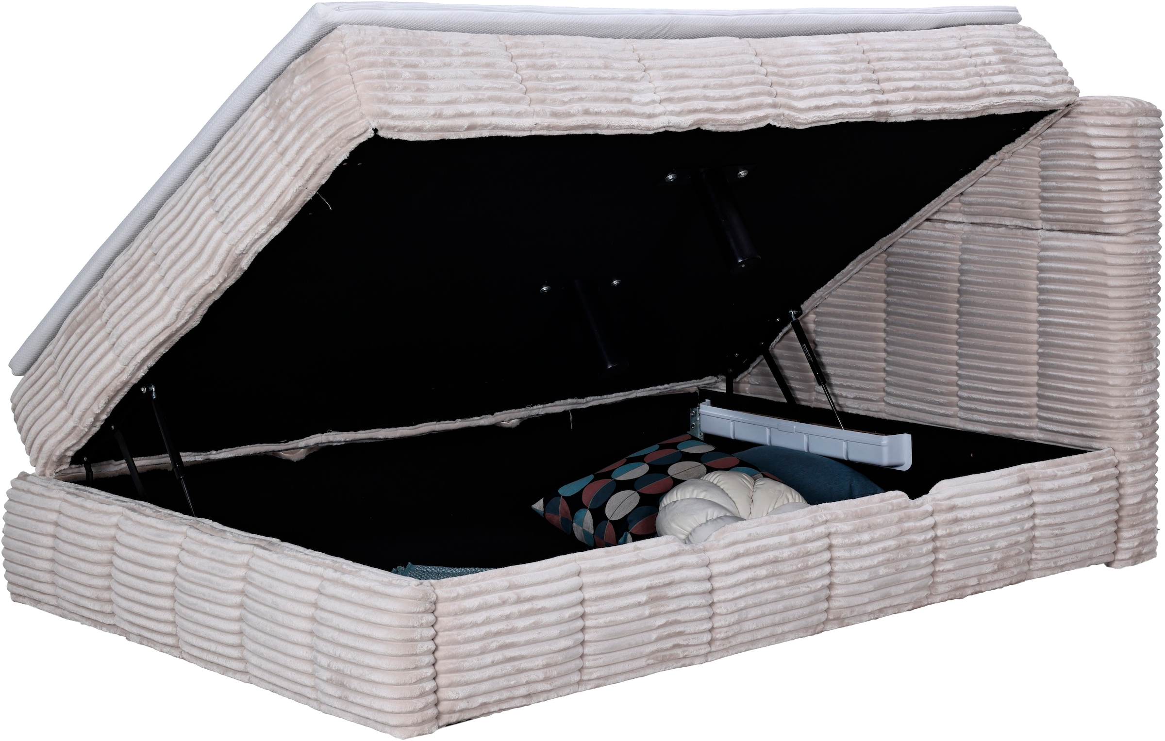 Home affaire Boxbett »SORTELHA, Polsterbett mit Bettkasten und Taschenfederkernmatratze H3« inkl. PU-Schaumtopper, Cord-Bezug, 140x200 & 180x200cm