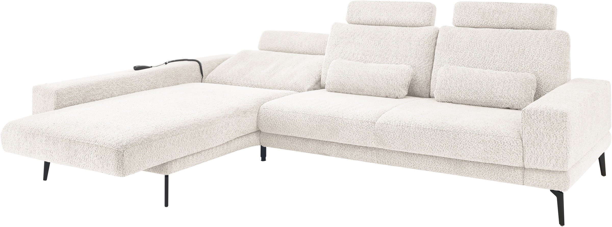 set one by Musterring Ecksofa »SO 3600, inkl motor. Sitztiefenverstellung, Kopfstützen, Nierenkissen«, Sitzhöhe 44 cm, Kaltschaum, Breite 293 x Tiefe 180 cm, Kama natur