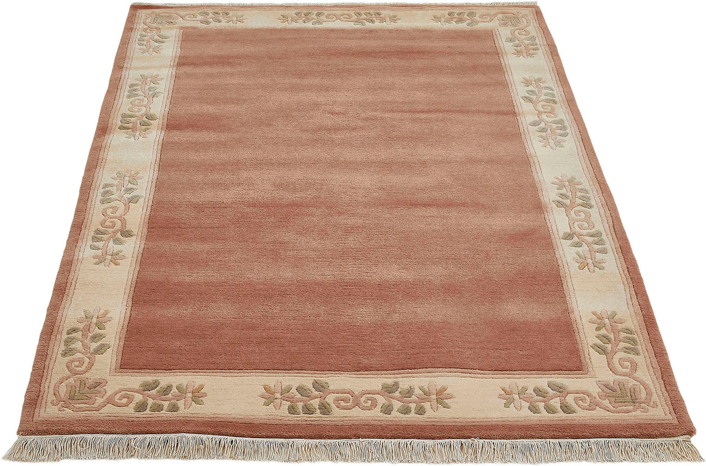 LUXOR living Wollteppich »Adour«, rechteckig, 18 mm Höhe, reine Wolle, handgeknüpft, mit Bordüre und Fransen, Wohnzimmer