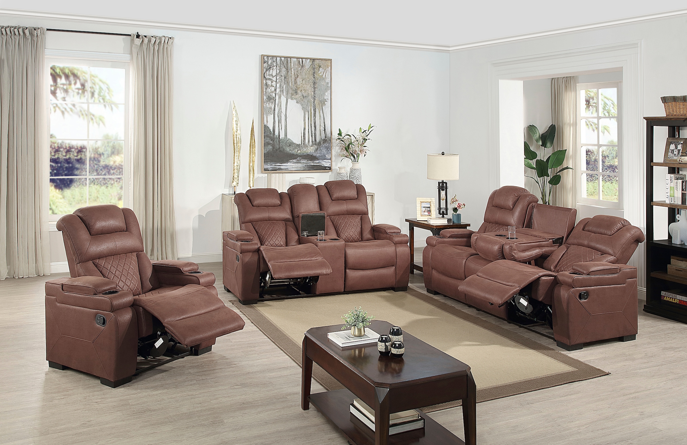 ATLANTIC home collection 3-Sitzer »Faris« Zwei Relaxfunktionen, klappbare Konsole mit Getränkehalter