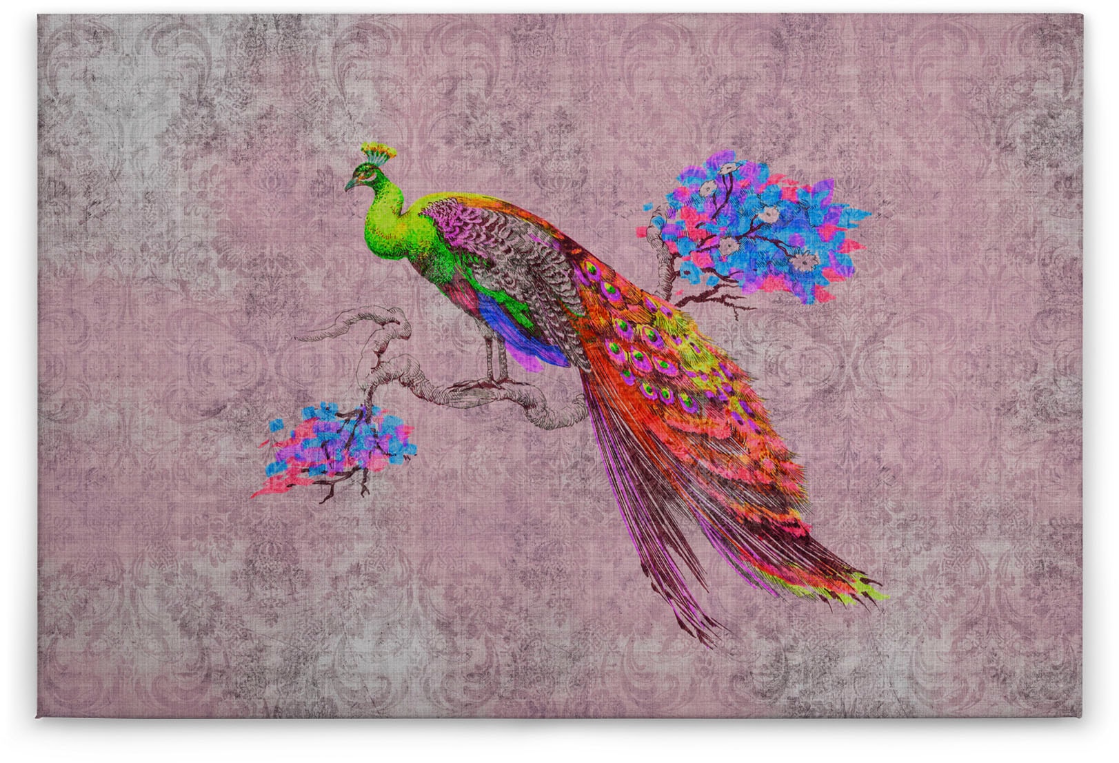 A.S. Création Leinwandbild »peacock«, Kunst-Tiere-Kinder, (1 St.), Keilrahmen Bild Bunt Pfau Leinwand-Bild Wohnzimmer modern Wandbild
