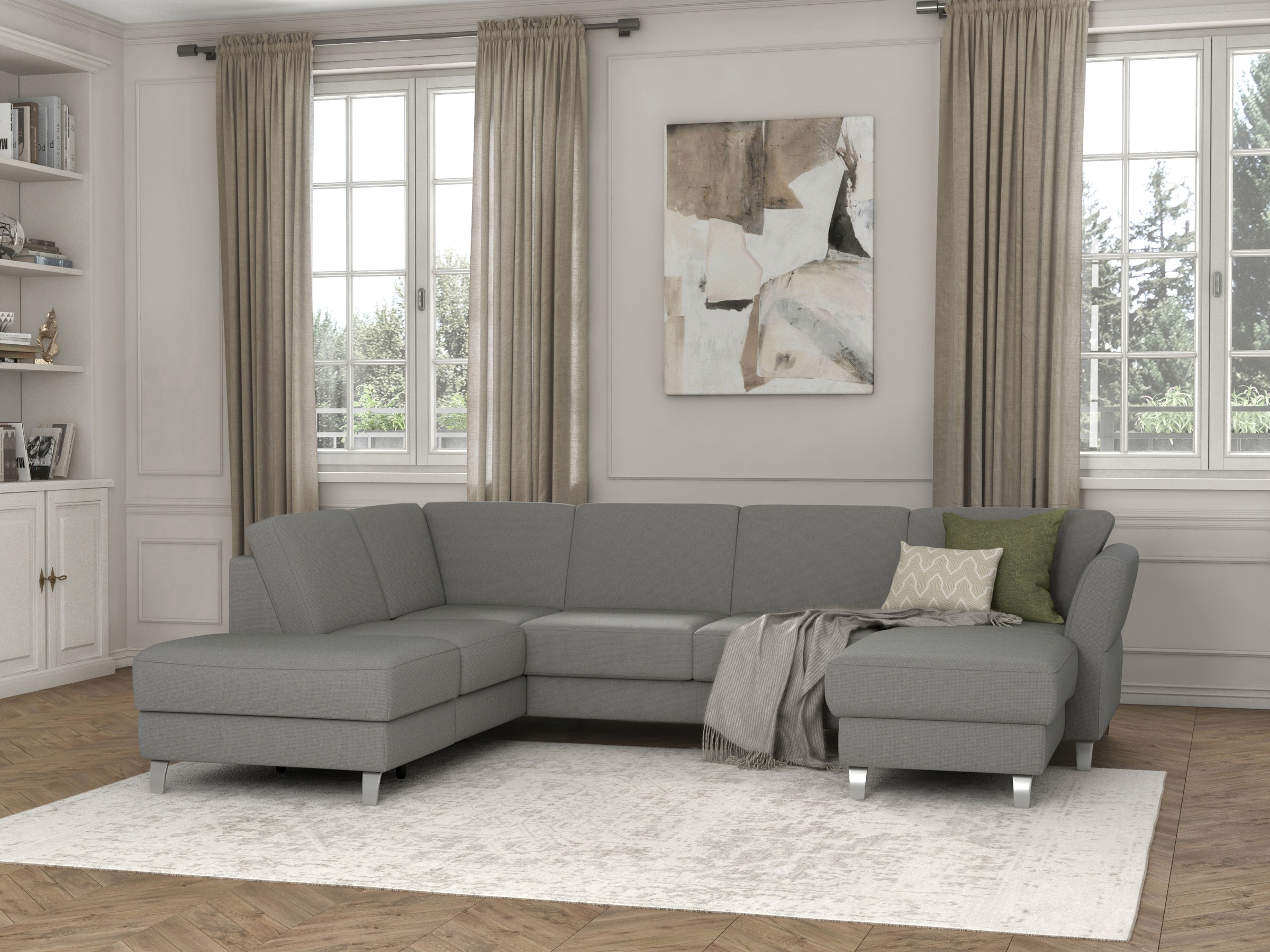 sit&more Wohnlandschaft »Visby U-Form«, Wahlweise mit Bettfunktion und Stauraum, frei im Raum stellbar