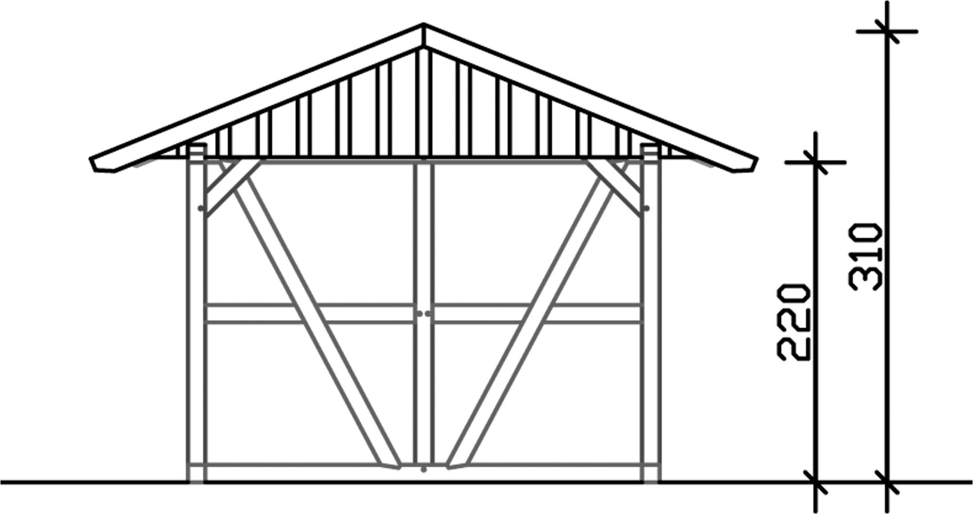 Skanholz Einzelcarport »Schwarzwald«, KVH-Fichte, 300 cm, Natur, mit Rückwand, mit Dachlattung
