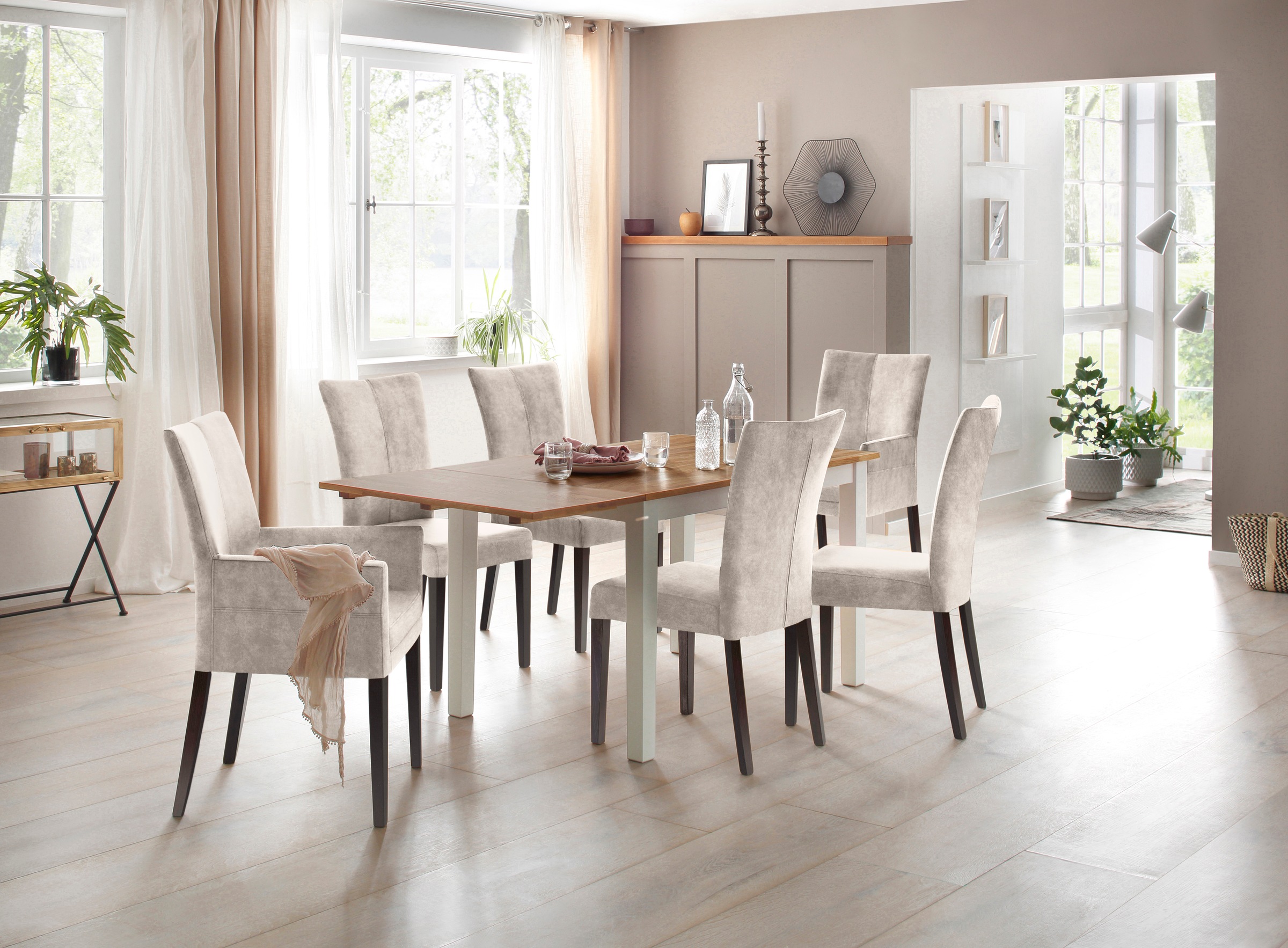 Home affaire Armlehnstuhl »Aspen«, Samtvelours, Beine aus massiver Buche, wengefarben lackiert