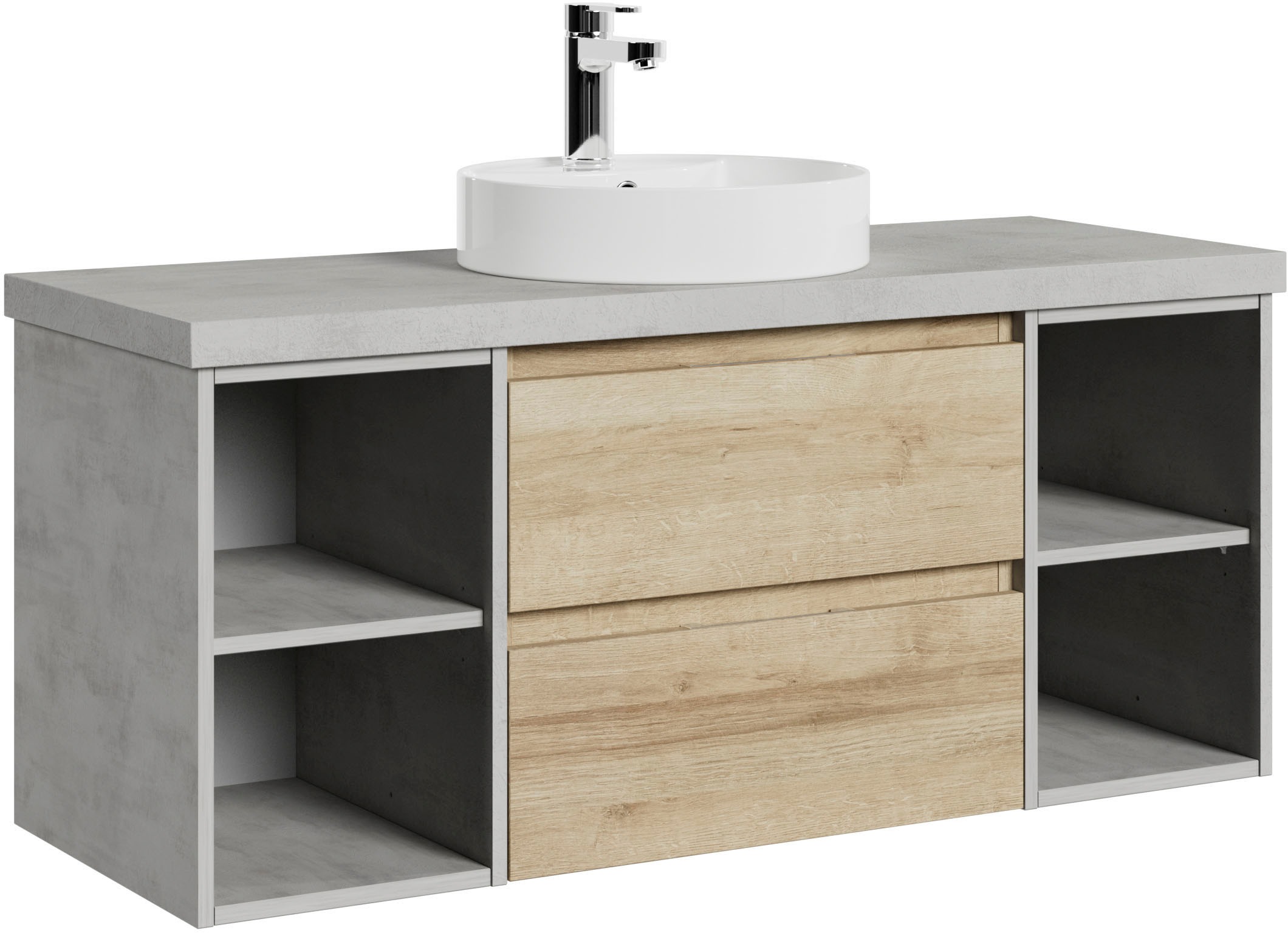 Saphir Waschtisch »Serie 4035 Keramik-Aufsatzbecken mit Unterschrank, 118 cm breit«, Waschplatz, 2 Schubladen, inkl. Schubladendämpfer, mit Griffuge